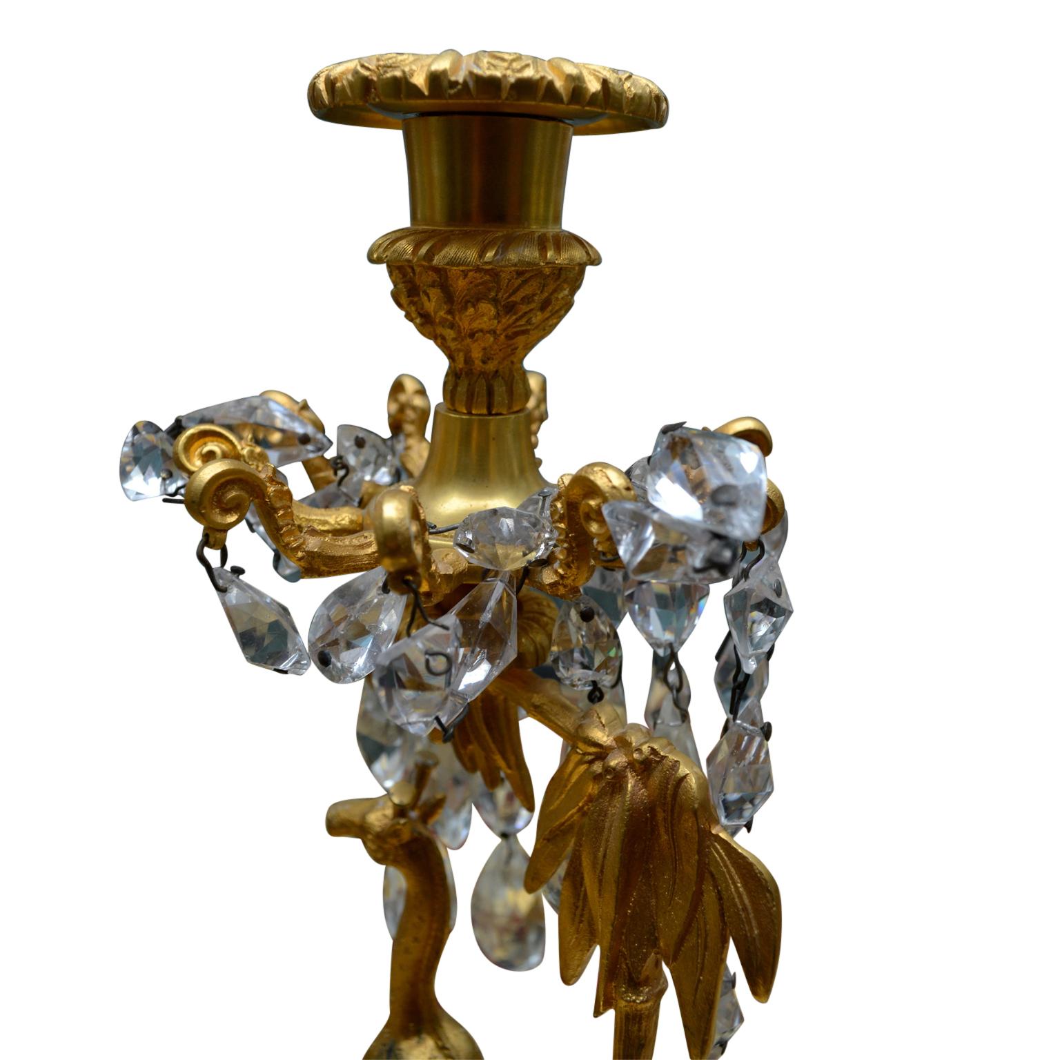 Early 19th Century Charles X Gilt Bronze Giraffe Candlesticks