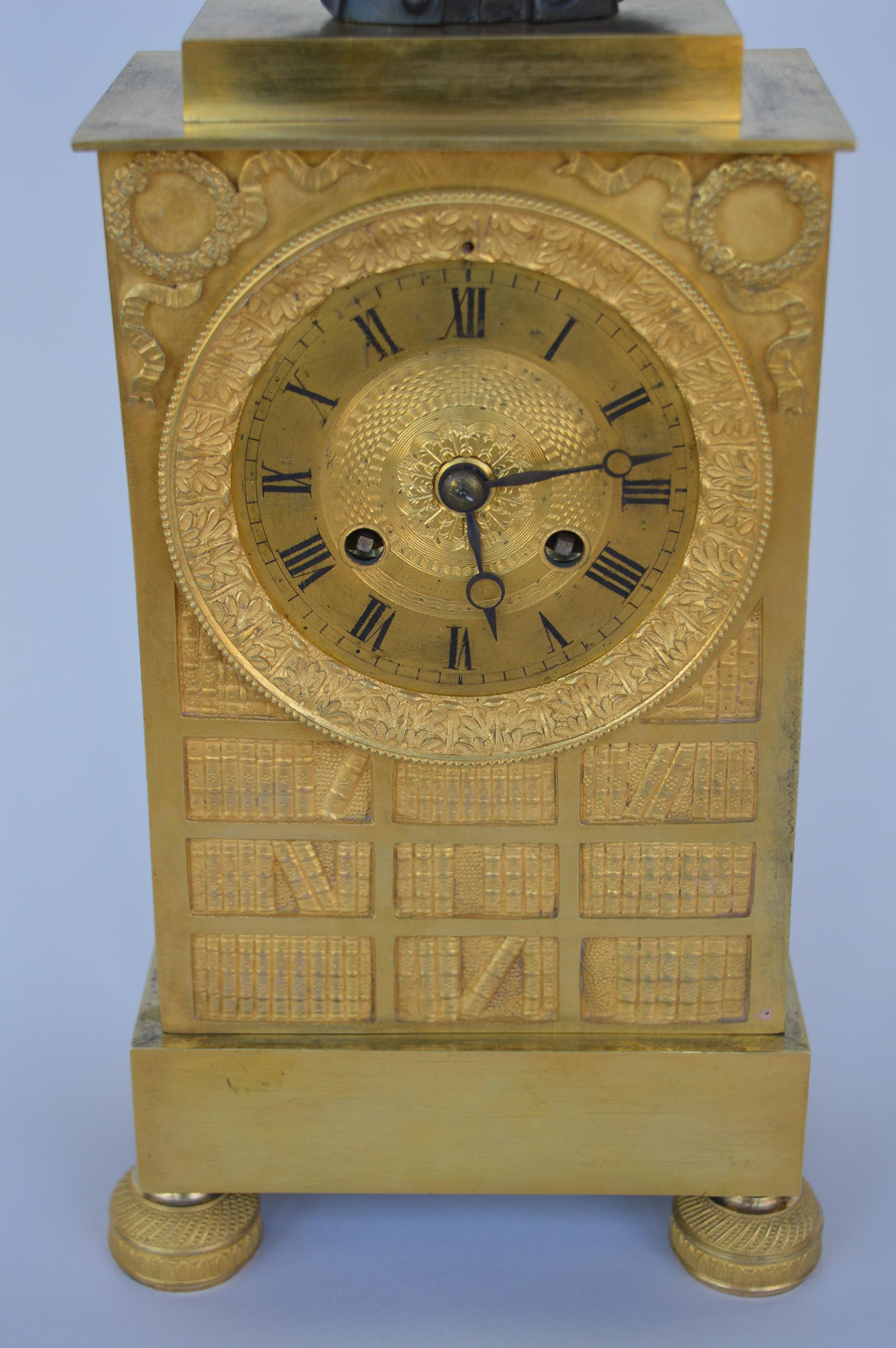 French Charles X Gilt Bronze Mantel Clock For Sale