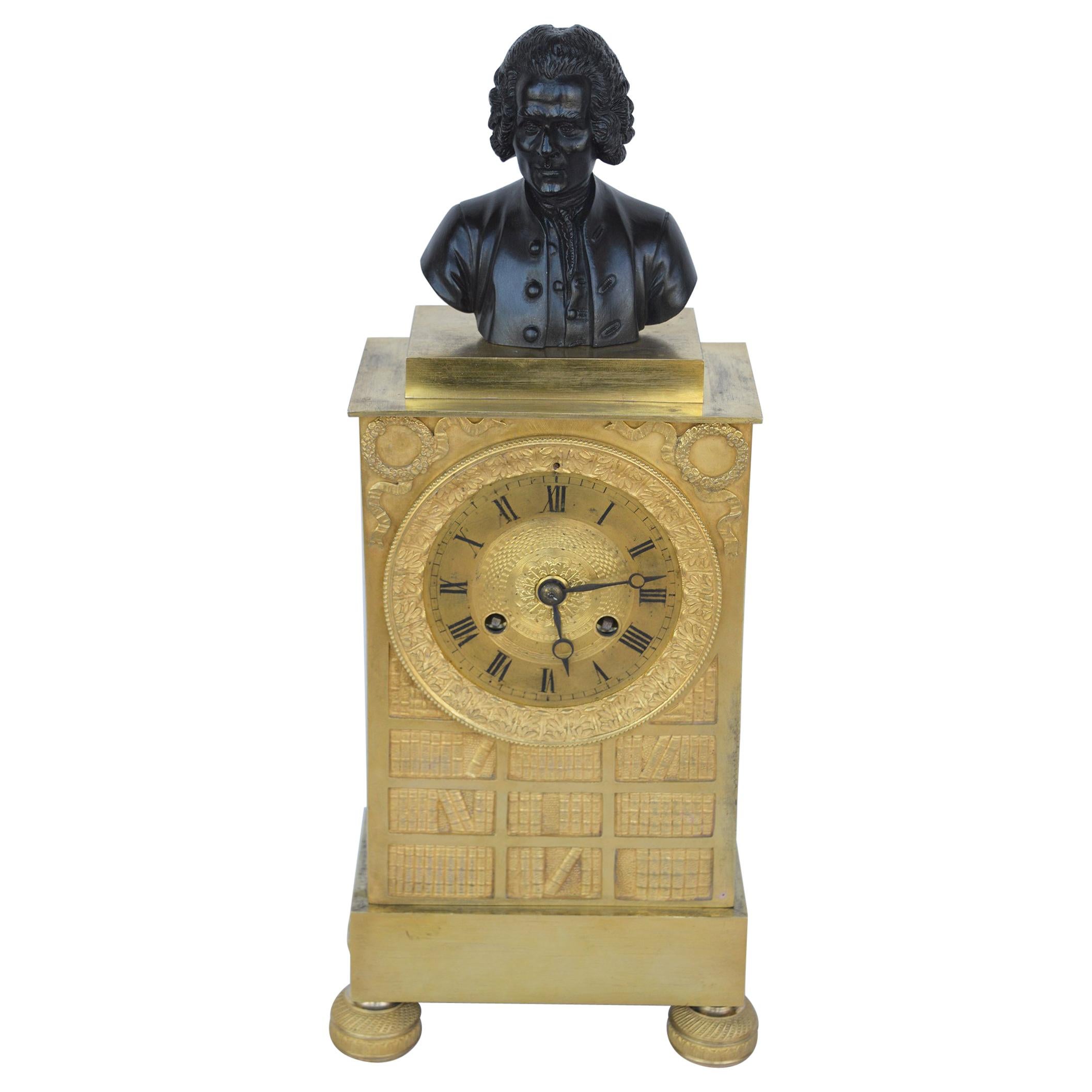 Charles X Gilt Bronze Mantel Clock For Sale