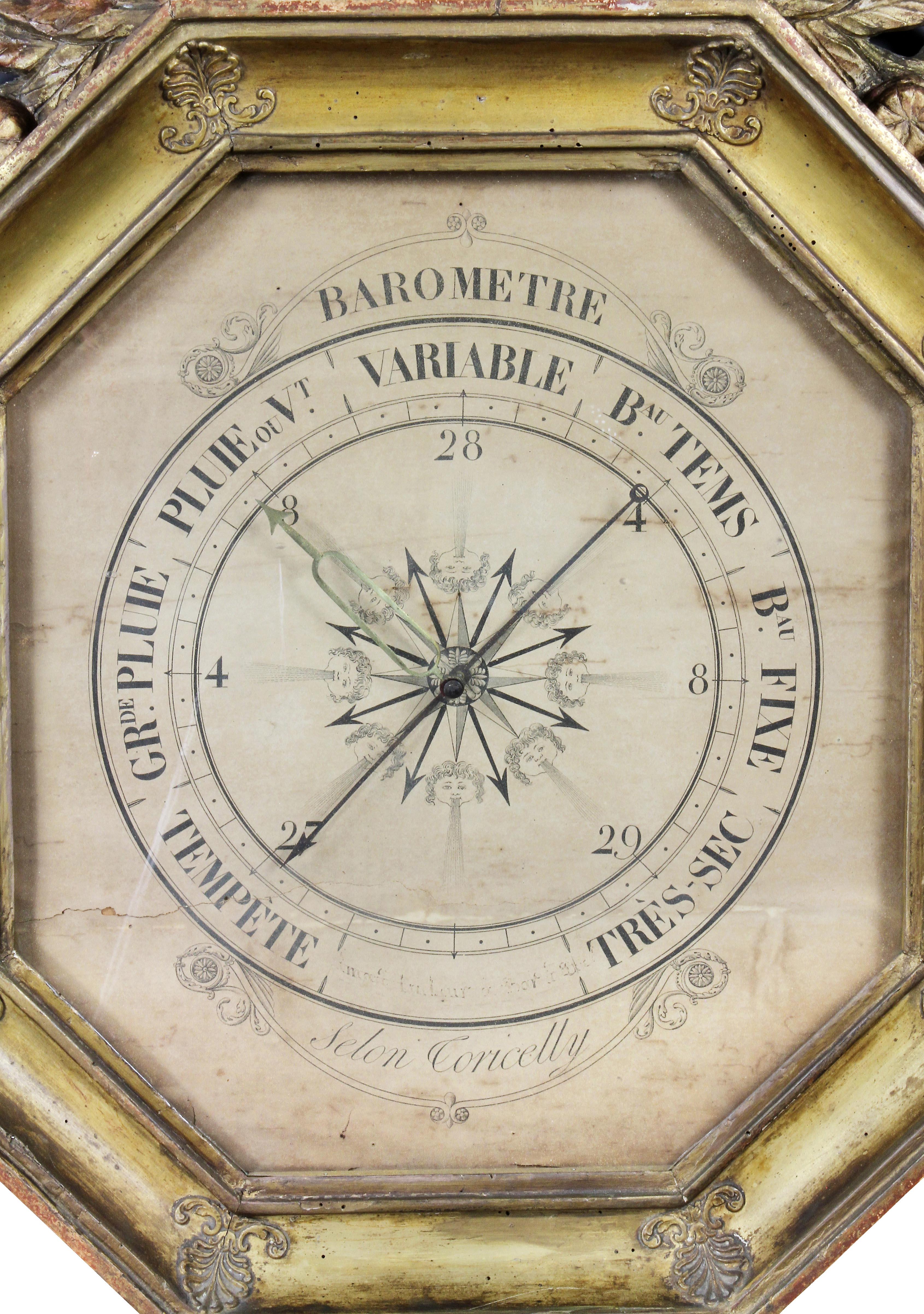 Charles X-Giltwood Barometer In Good Condition In Essex, MA