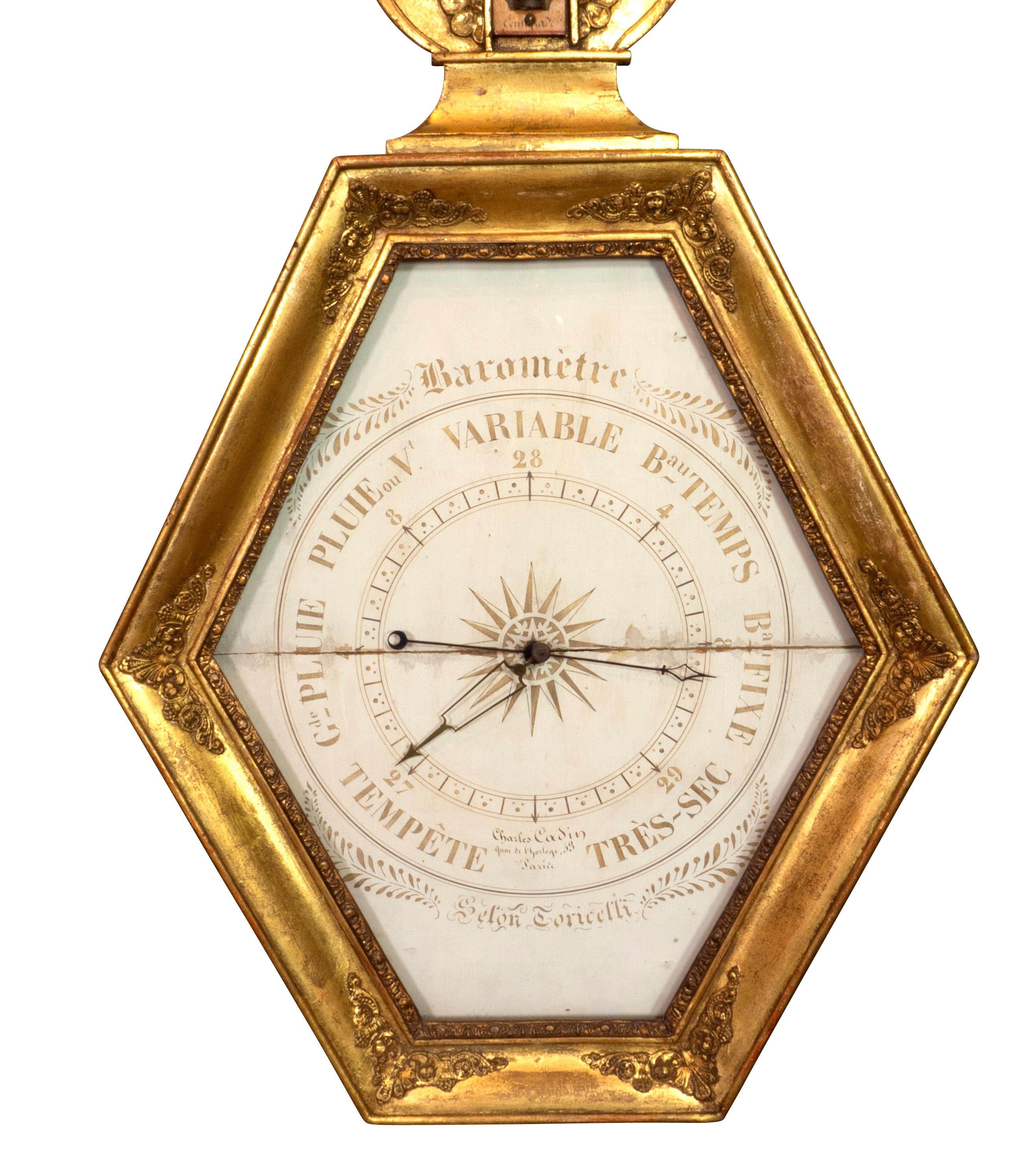 French Charles X Giltwood Barometer