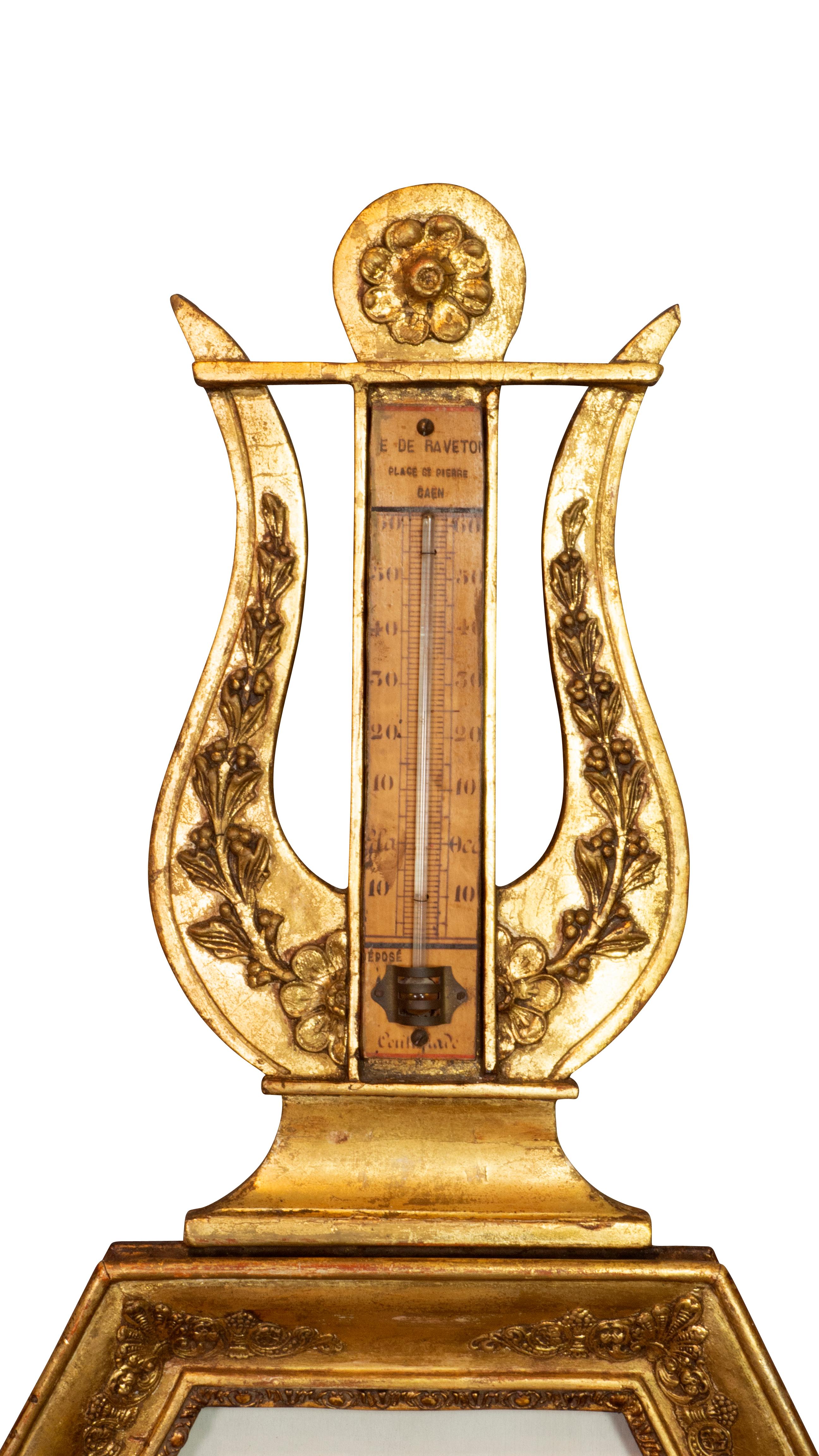 Charles X Giltwood Barometer In Good Condition In Essex, MA