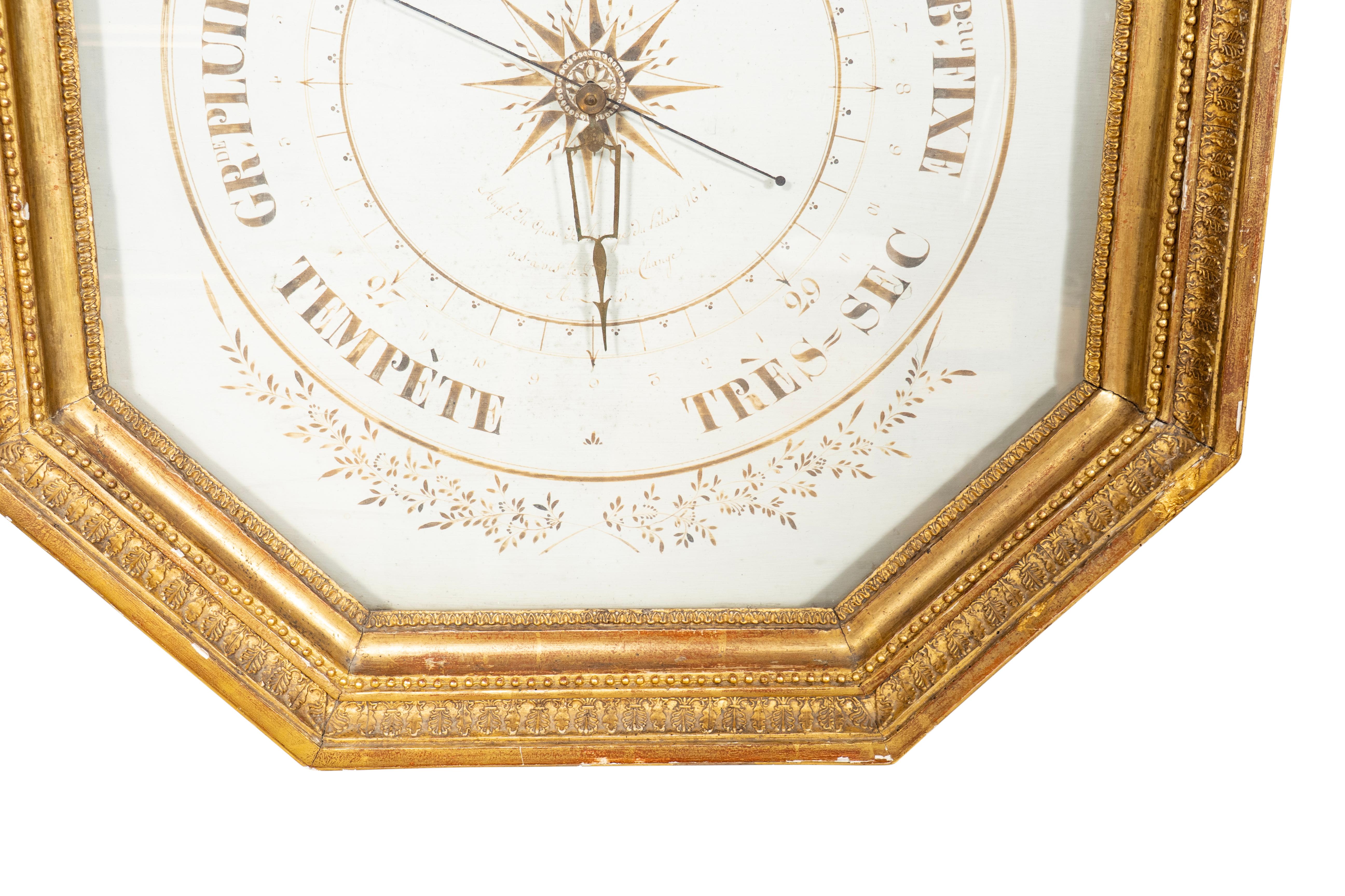 Barómetro Charles X Giltwood Pintado a mano en venta