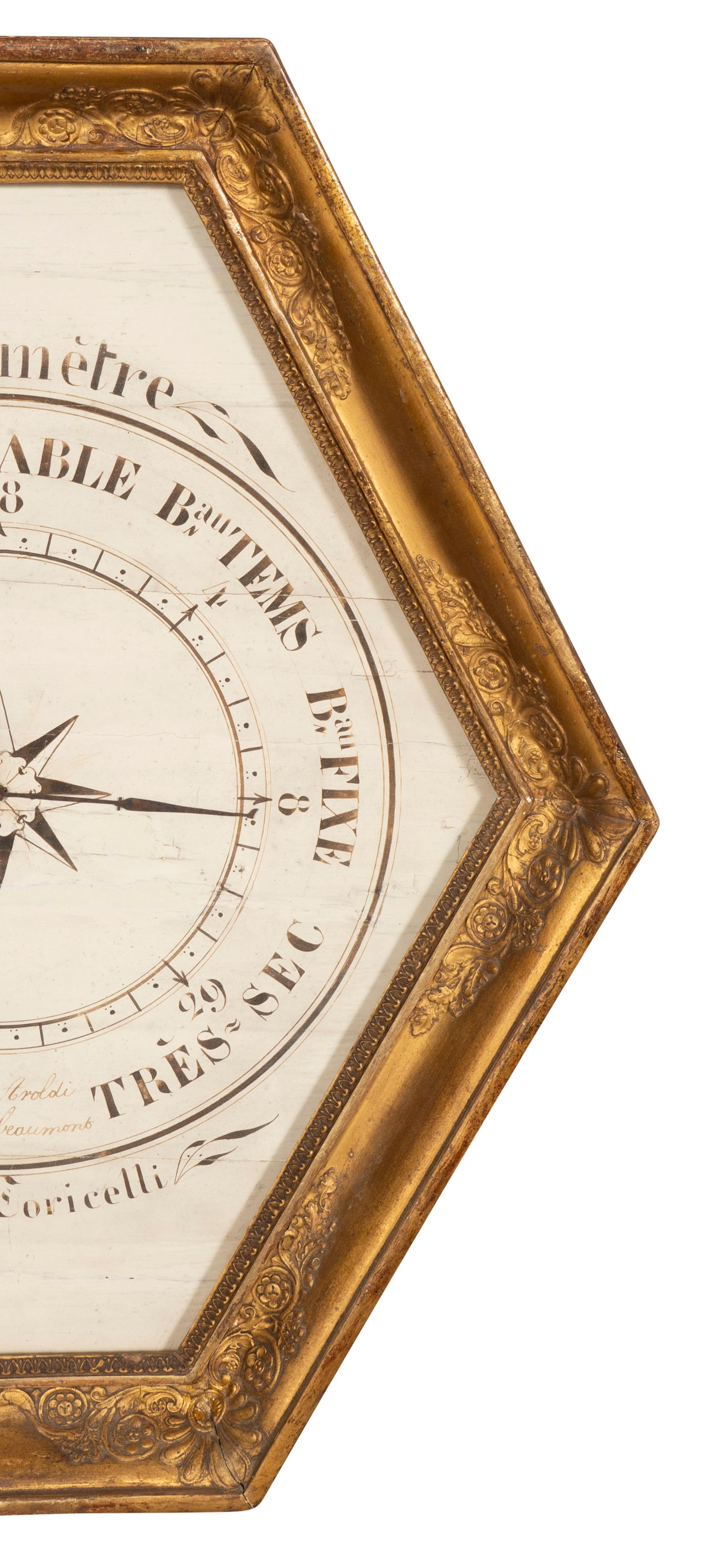 Charles X. Barometer aus vergoldetem Holz im Angebot 1