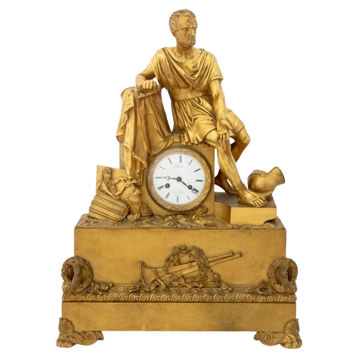Charles X "Horatius..." Gilt Bronze Clock For Sale