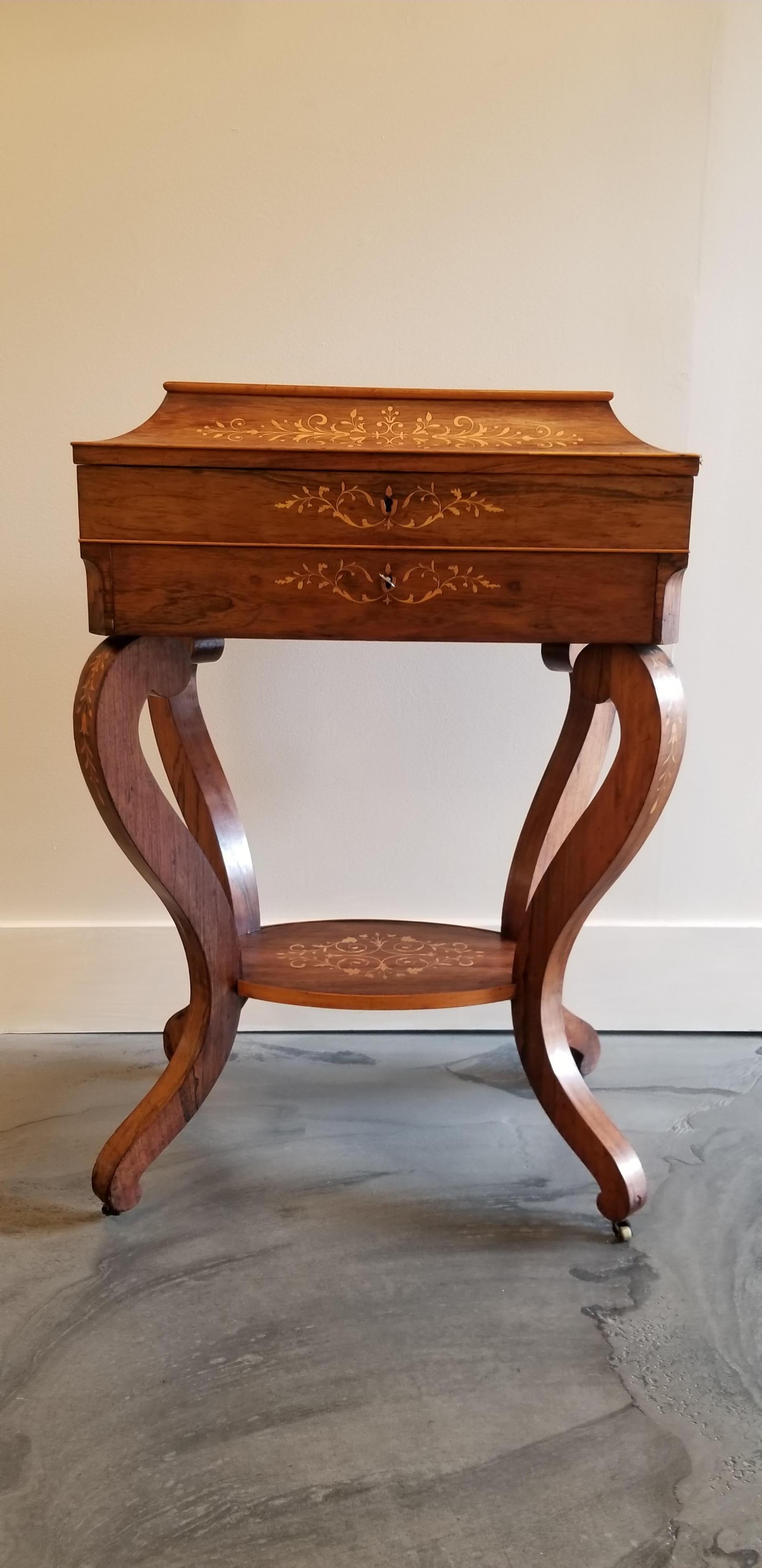 Charles X Inlaid Rosewood Ladies Vanity, Early 19th Century For Sale 8