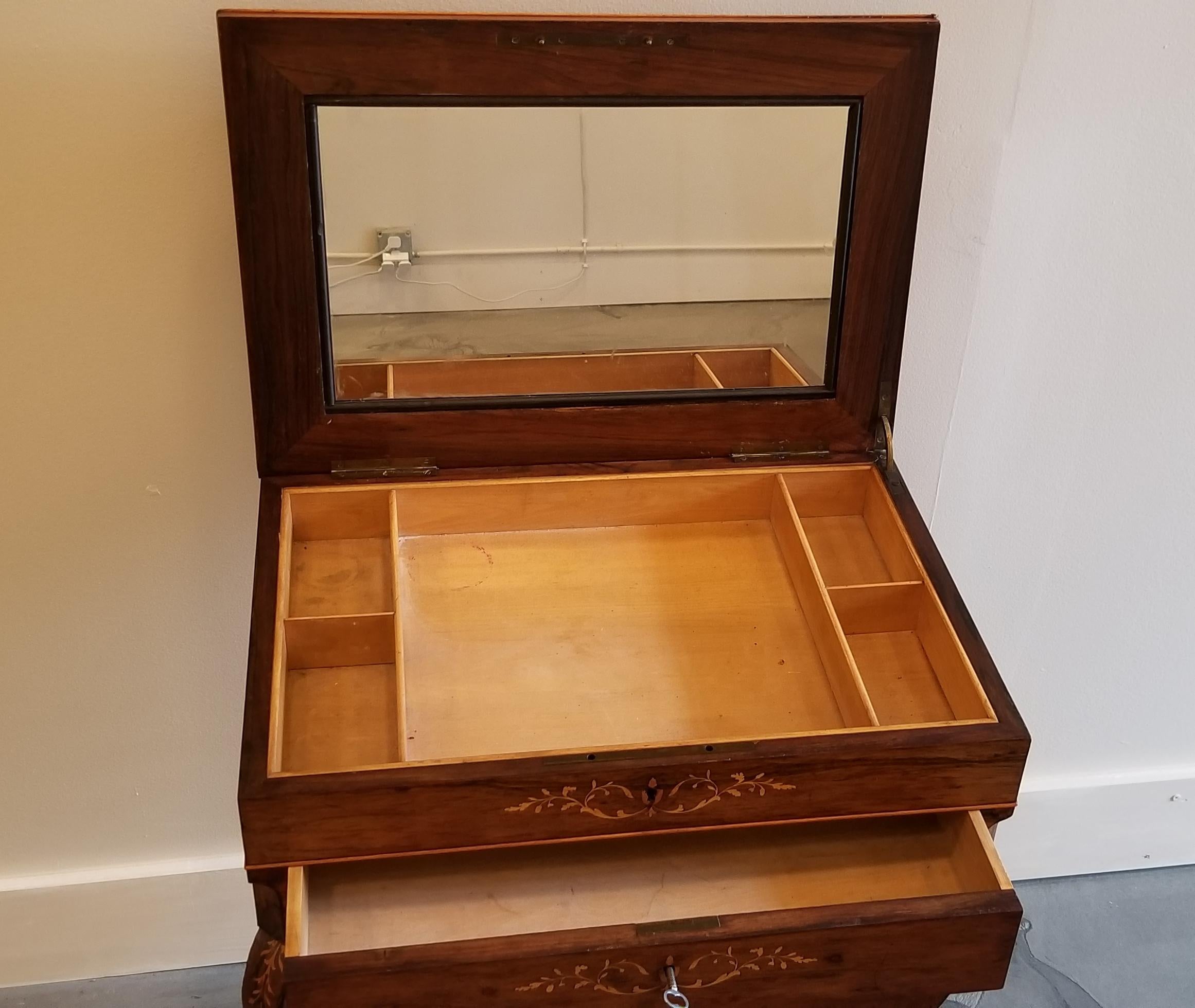 Charles X Inlaid Rosewood Ladies Vanity, Early 19th Century For Sale 1