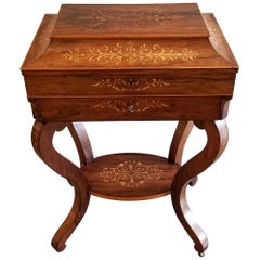 Charles X Inlaid Rosewood Ladies Vanity, Early 19th Century