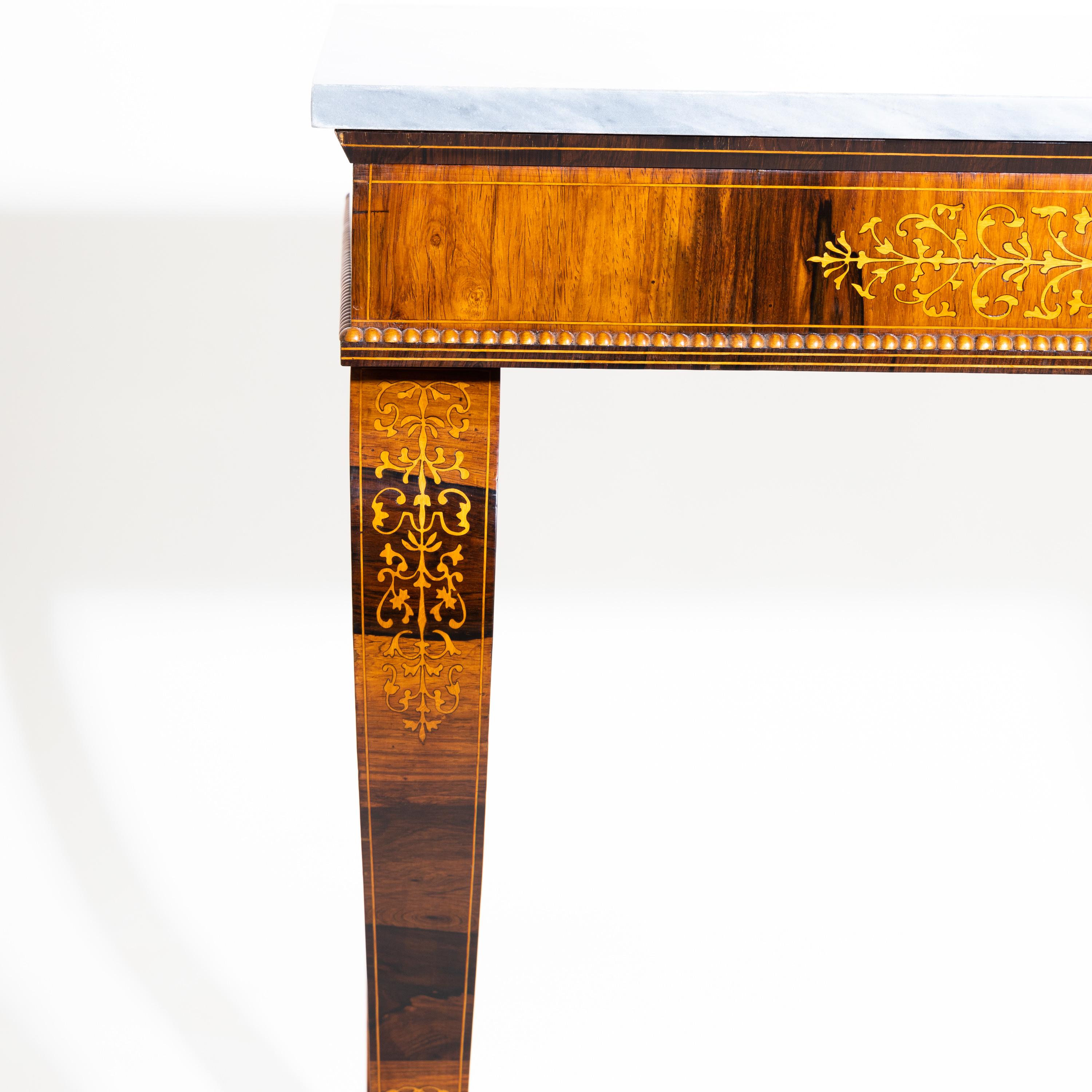 Stone Charles X Mahogany Console Table, France, First Half of the 19th Century For Sale