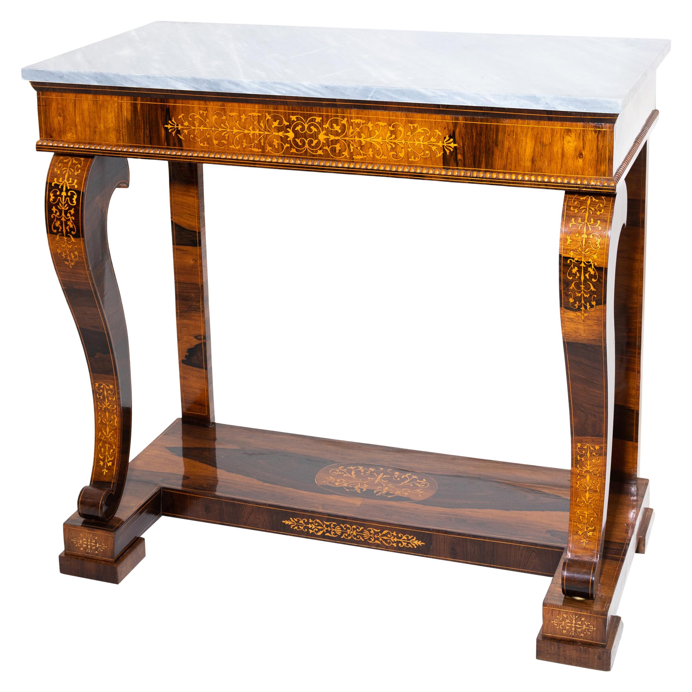Table console en acajou Charles X, France, première moitié du XIXe siècle