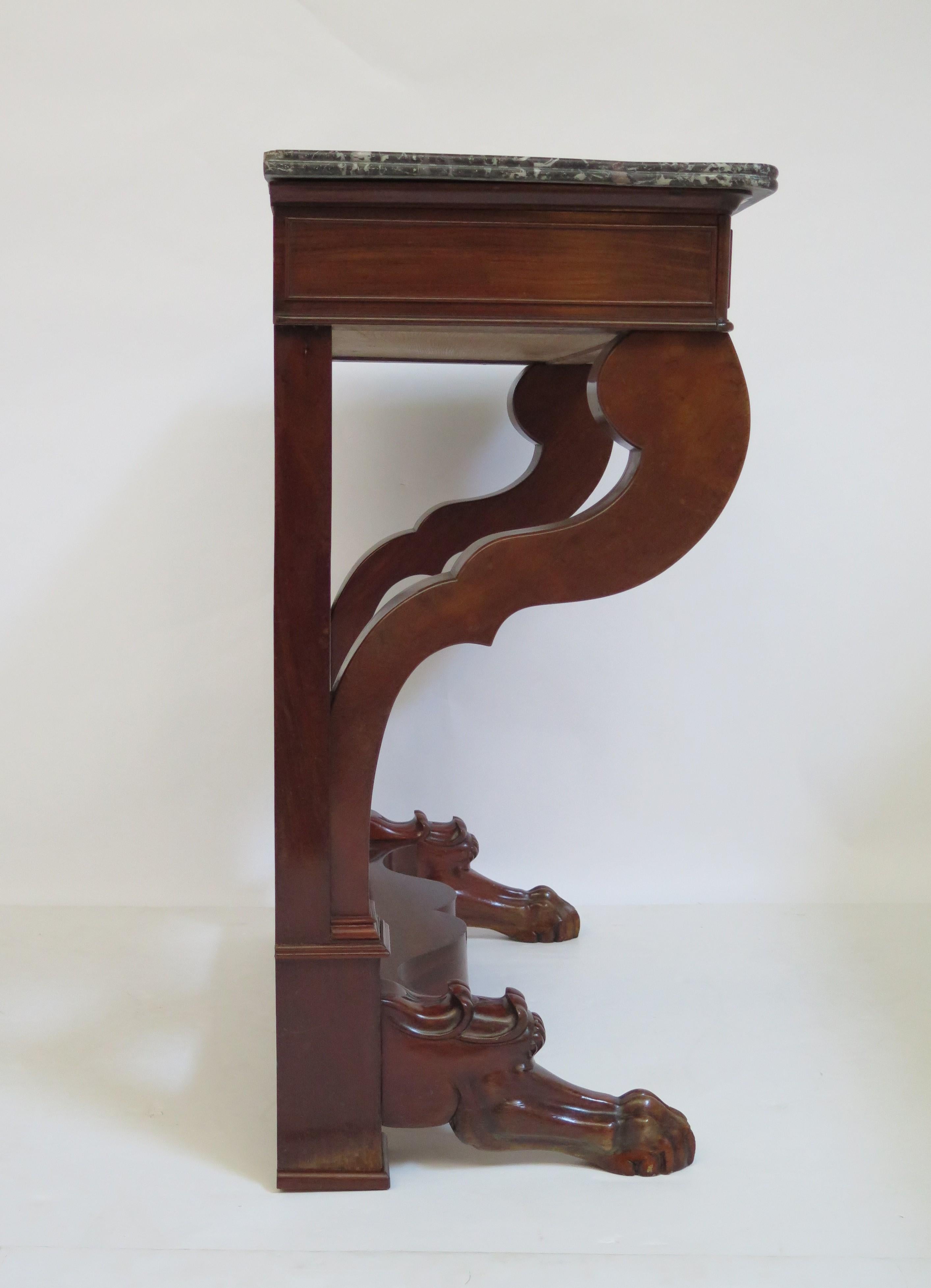 19th Century Charles X Mahogany Console with Sainte- Anne Marble Top