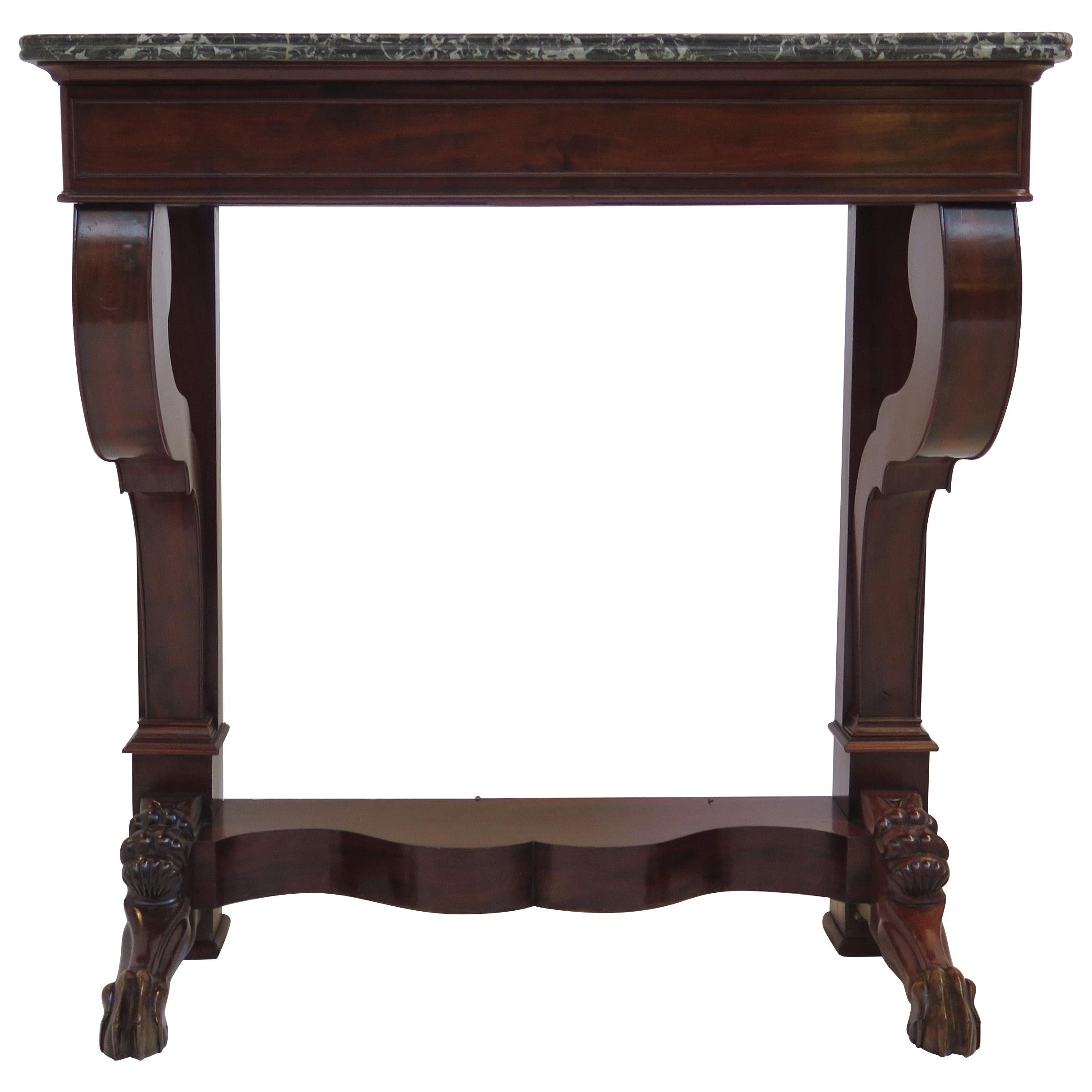 Charles X Mahogany Console with Sainte- Anne Marble Top