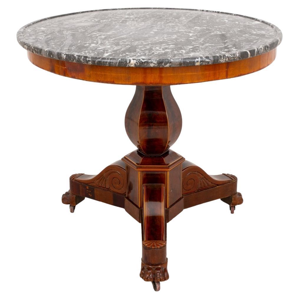 Charles X Mahogany Fossil Marble Top Gueridon