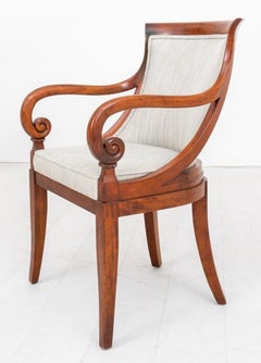 Charles X Manner Walnut Upholstered Arm Chair