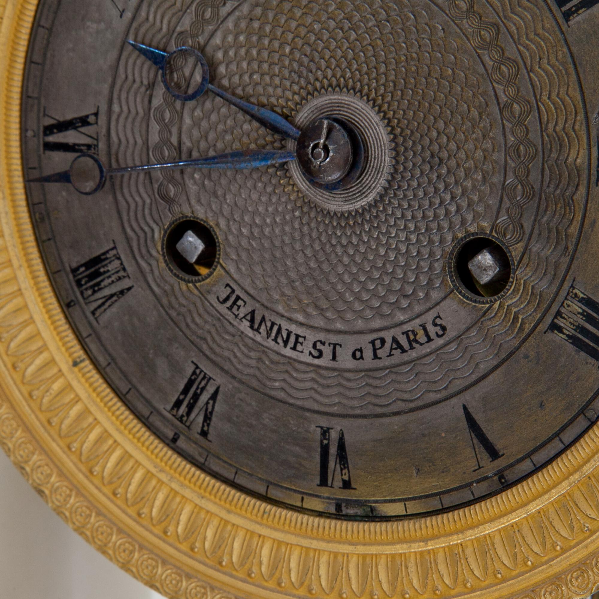 Charles X Mantle Clock, Signed Jeannest, Paris, circa 1830 For Sale 6