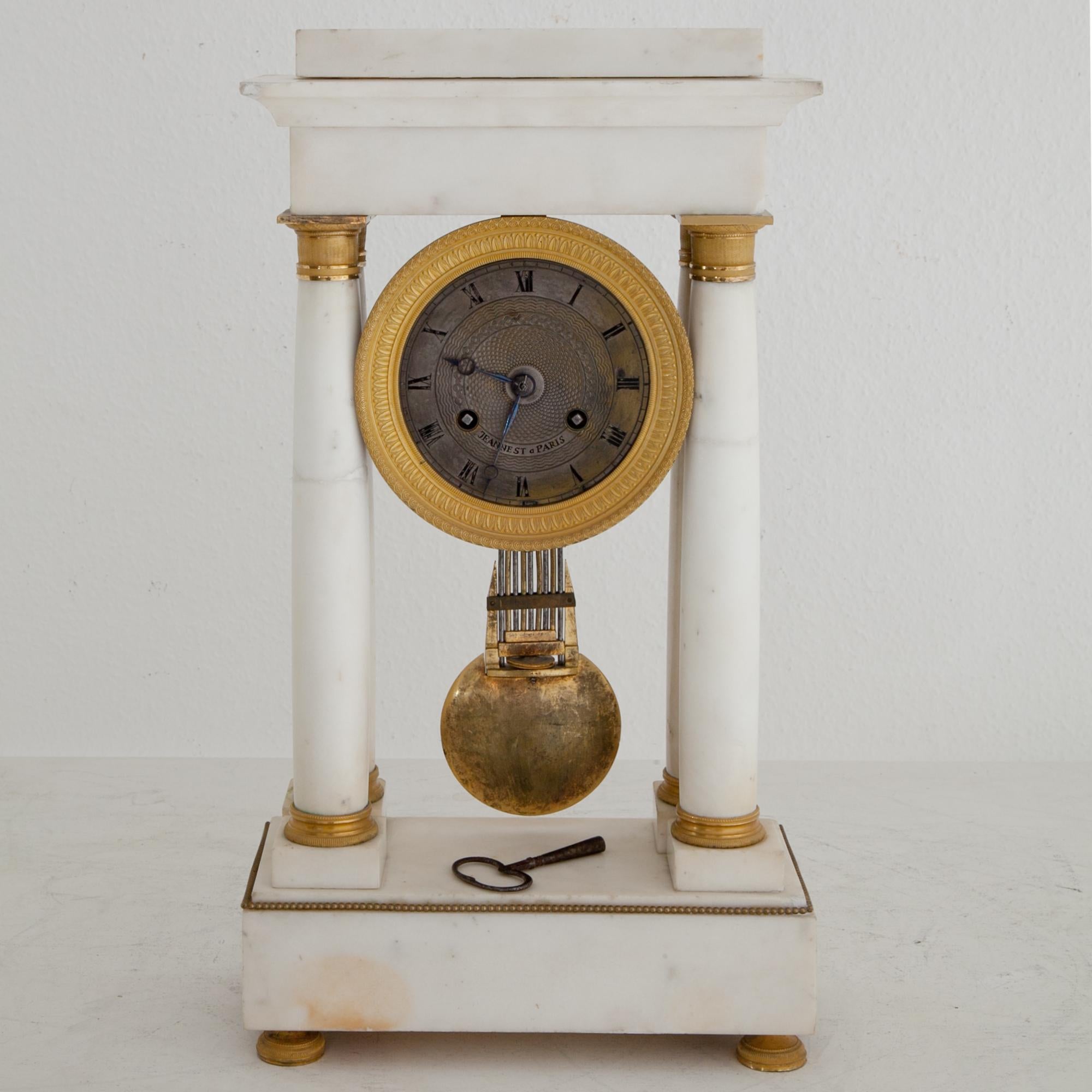 Charles X Mantle Clock, Signed Jeannest, Paris, circa 1830 For Sale 11