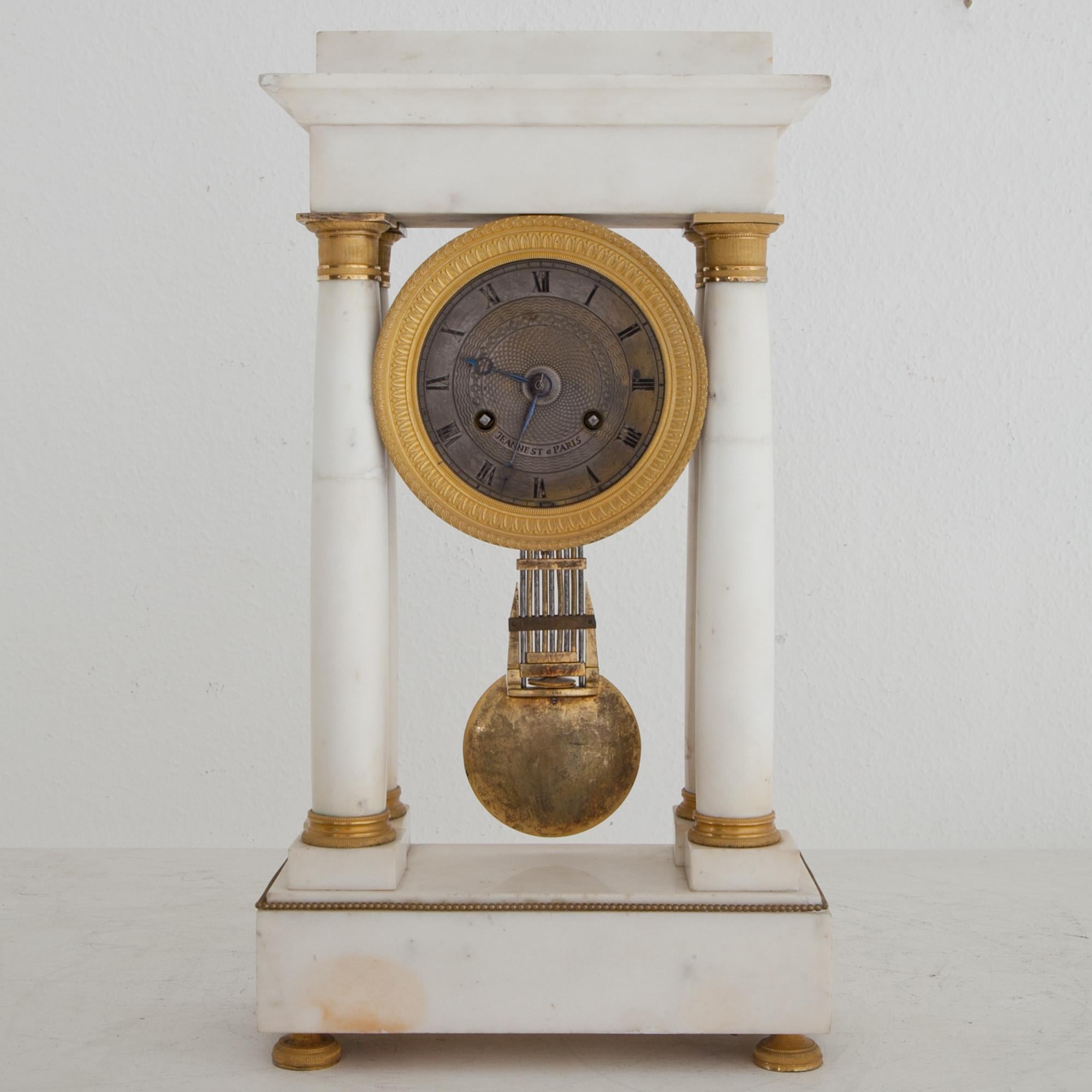 Charles X Mantle Clock, Signed Jeannest, Paris, circa 1830 For Sale 12
