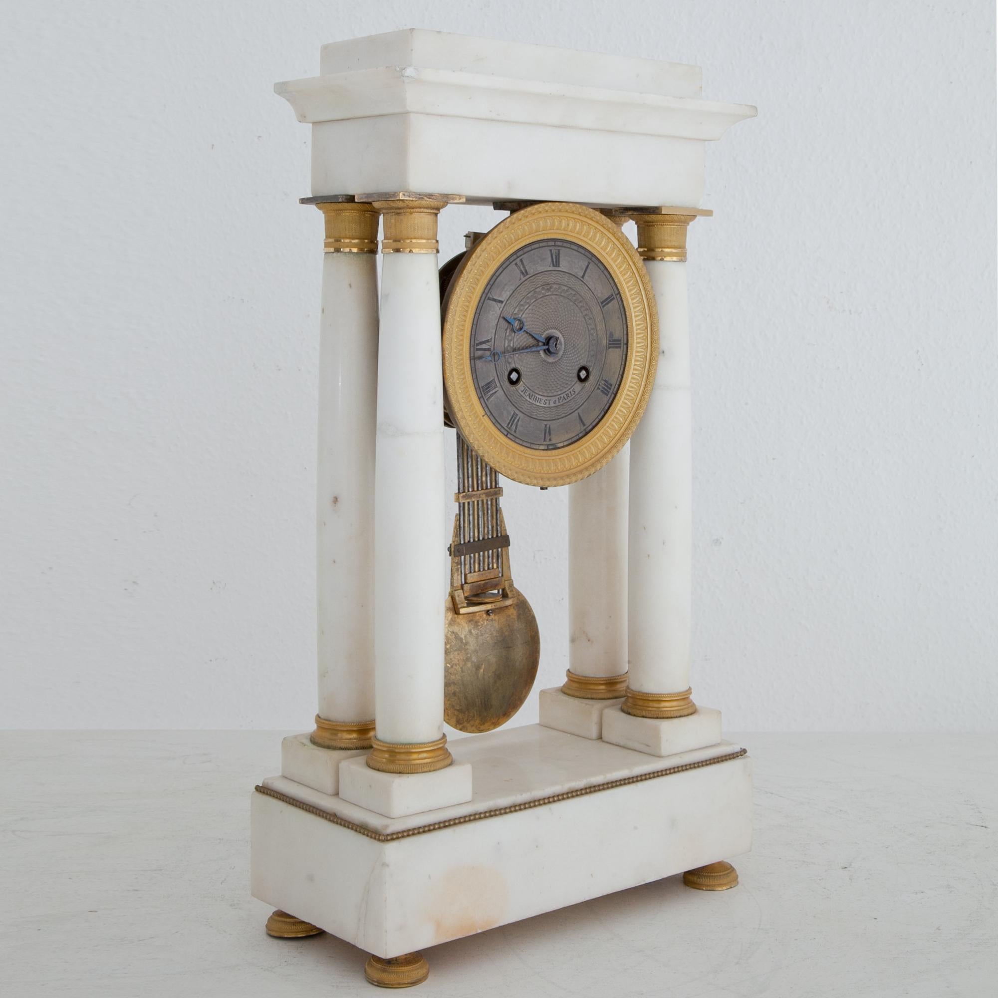 Charles X Mantle Clock, Signed Jeannest, Paris, circa 1830 For Sale 3