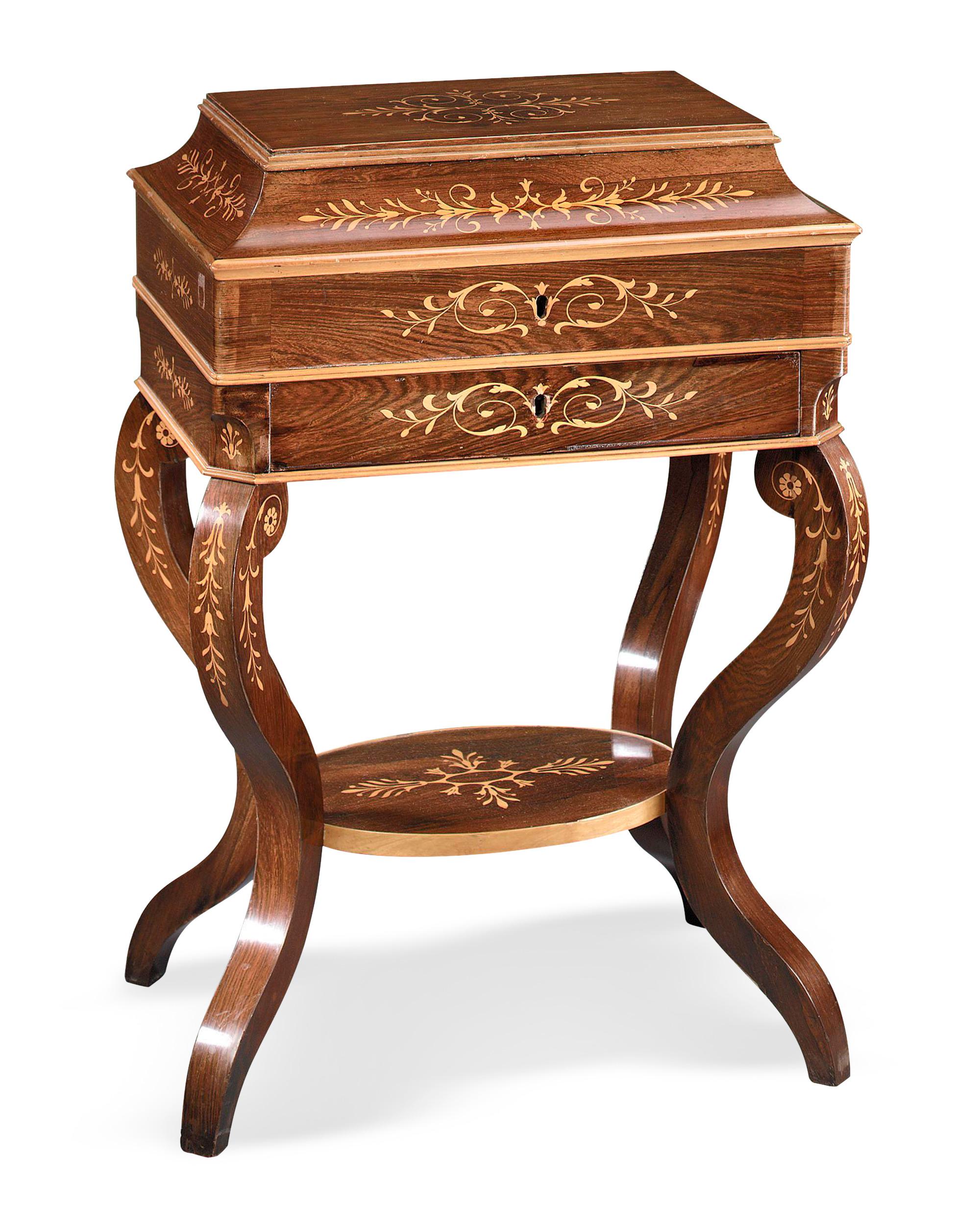 Charles X Marquetry Sewing Stand In Excellent Condition In New Orleans, LA