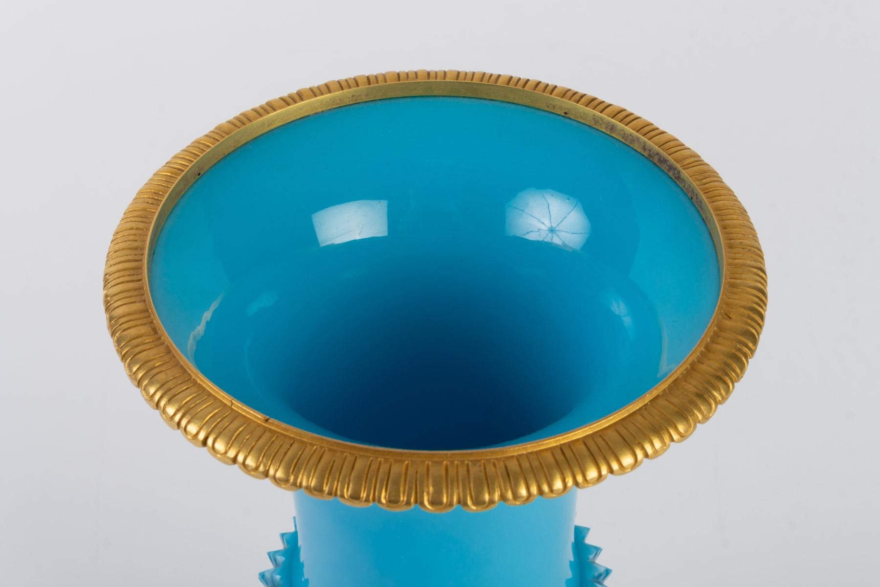 Bronze Charles X Medici Blue Turquoise Opaline Vase