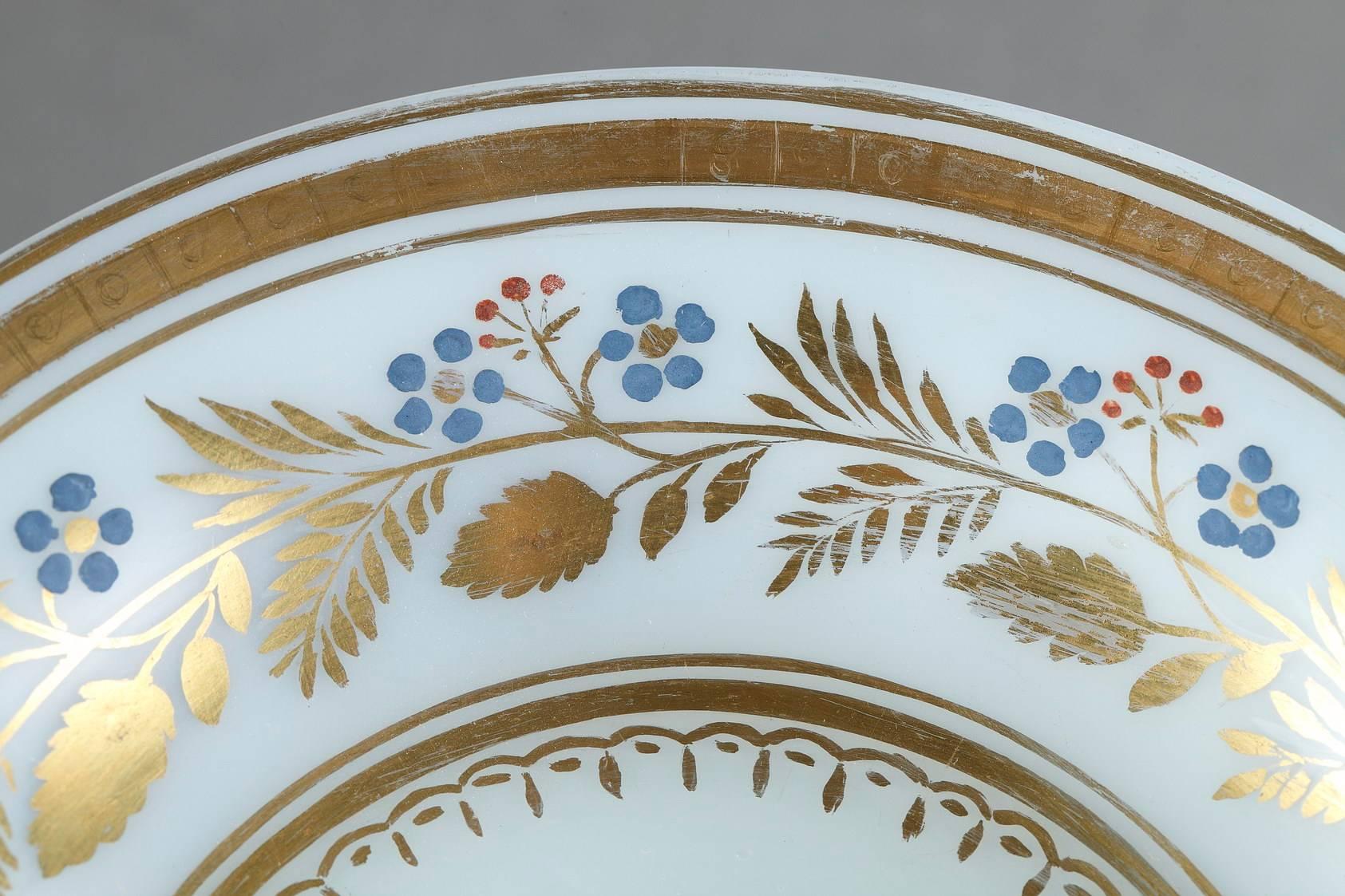 French Charles X Opaline Cup Decorated by Jean-Baptiste Desvignes