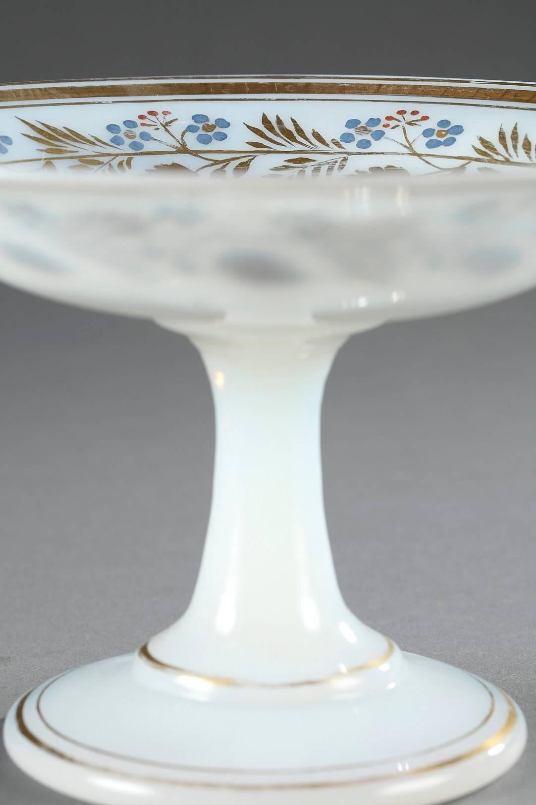 Opaline Glass Charles X Opaline Cup Decorated by Jean-Baptiste Desvignes