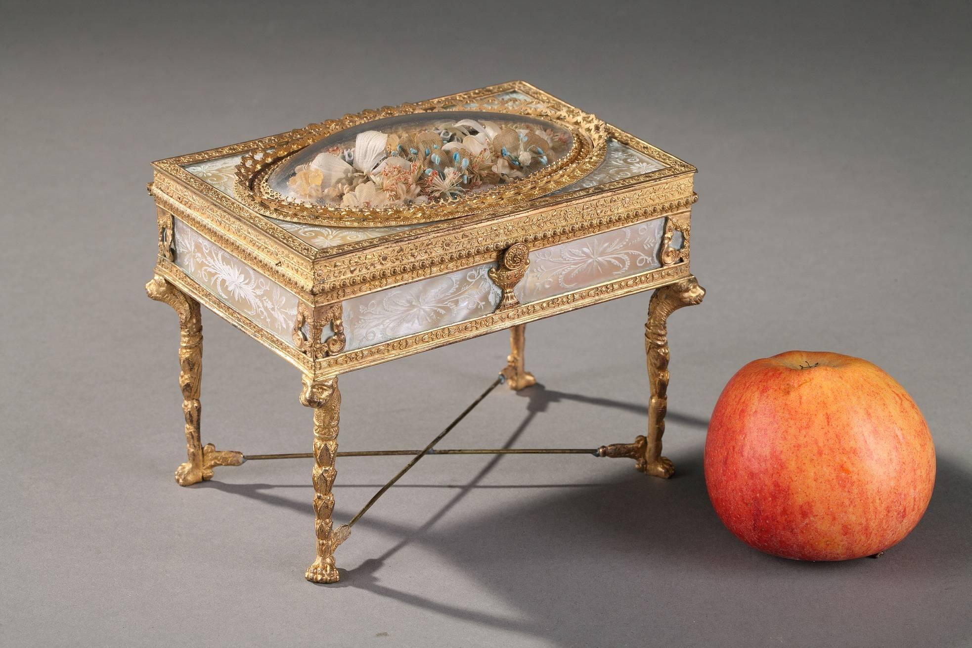 Charles X Ormolu and Mother of Pearl Jewelry Box 1
