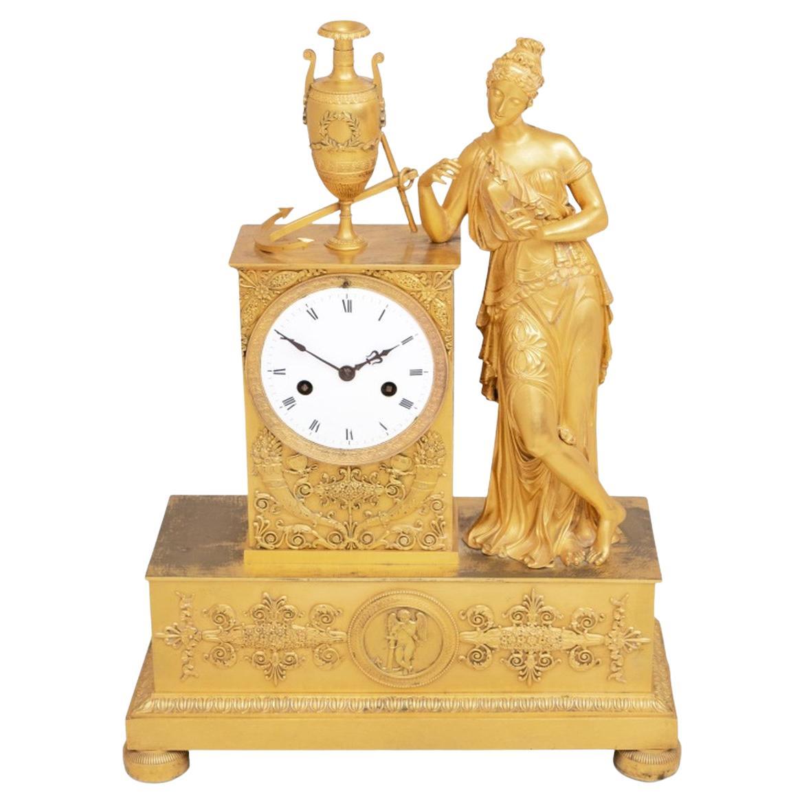 Horloge figurative en bronze doré Charles X en vente
