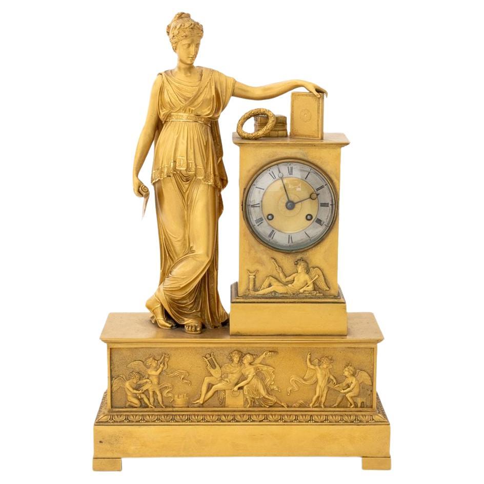 Charles X Ormolu Figural Mantel Clock