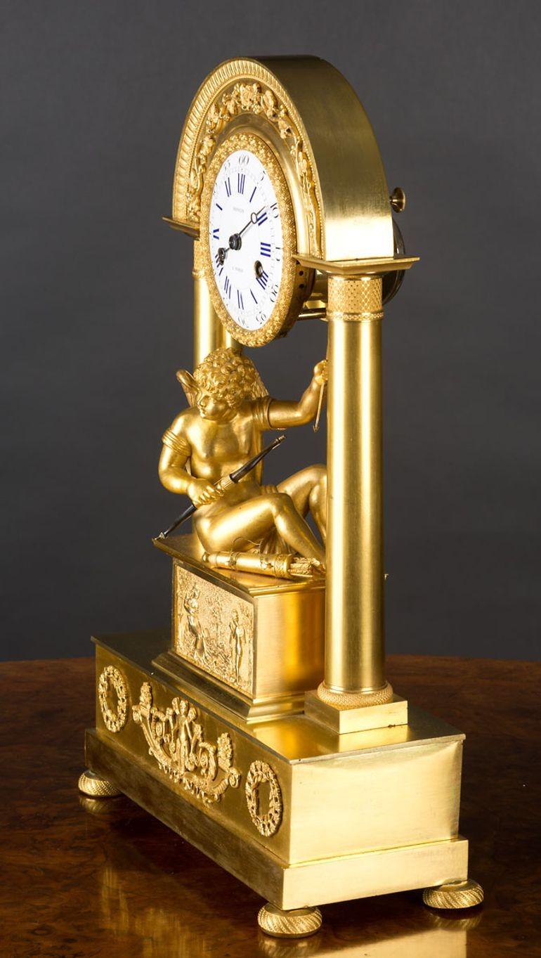 Mid-19th Century Charles X Ormolu Mantel Clock by Mongin, Paris For Sale