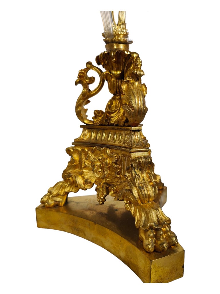 Charles X, Pair of Bronze and Crystal Fruit Risers For Sale at 1stDibs