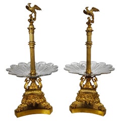 Charles X, Pair of Bronze and Crystal Fruit Risers