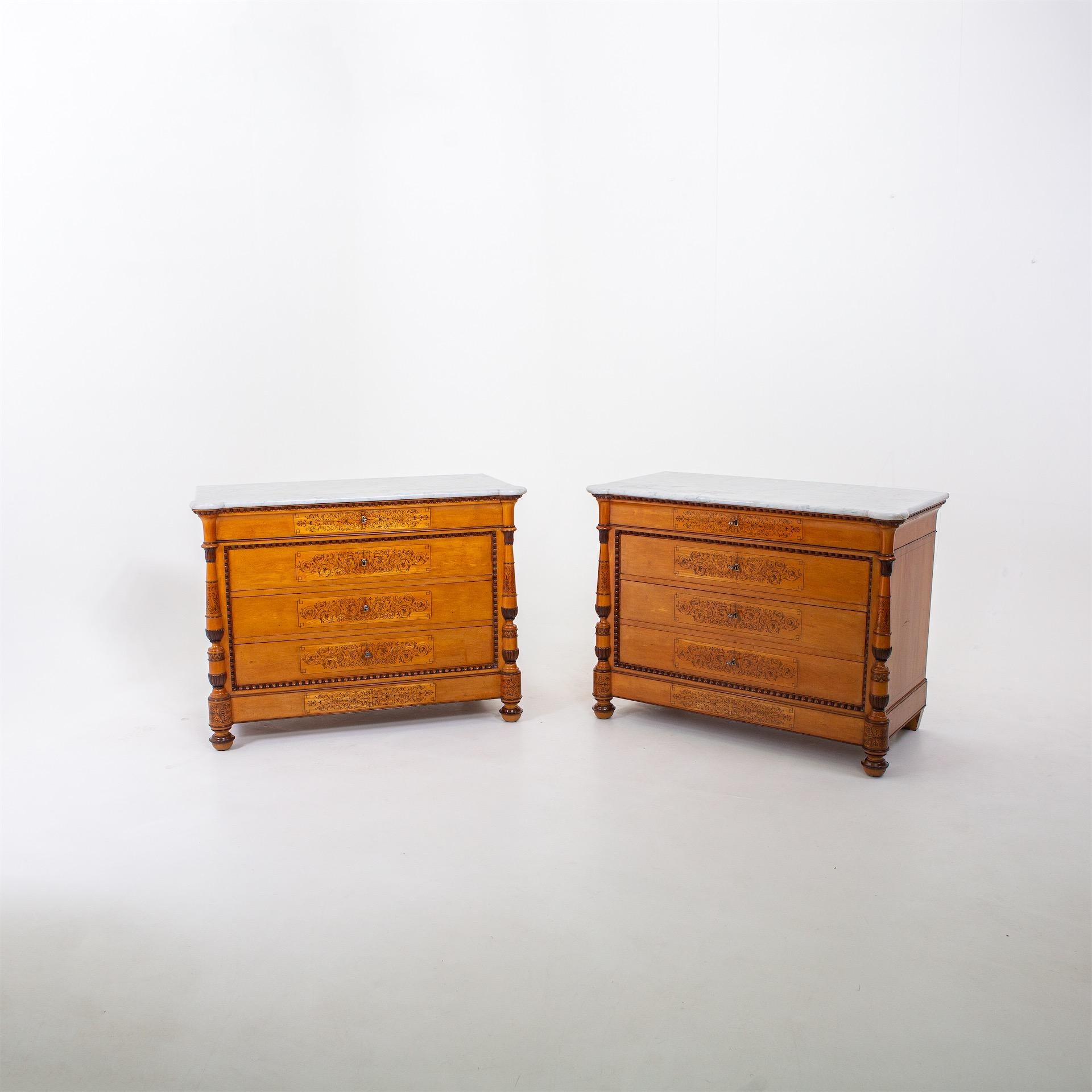 Italian Charles X Pair of Chests of Drawers, Italy 1835-40