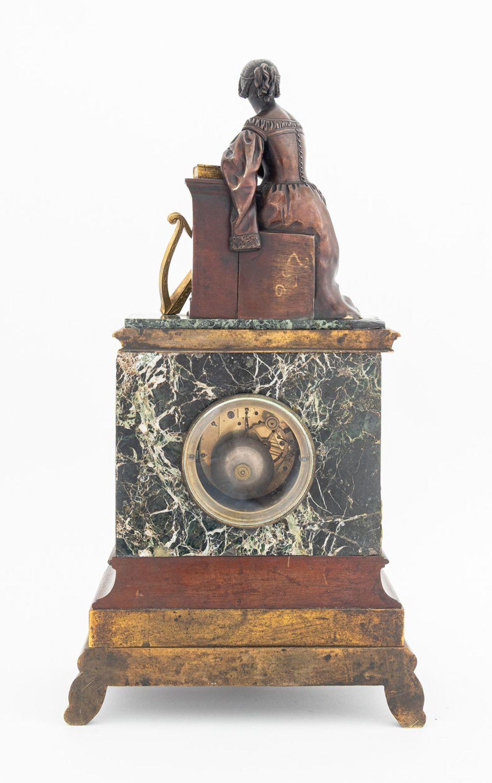 Mid-19th Century Charles X Patinated Bronze and Marble Clock For Sale