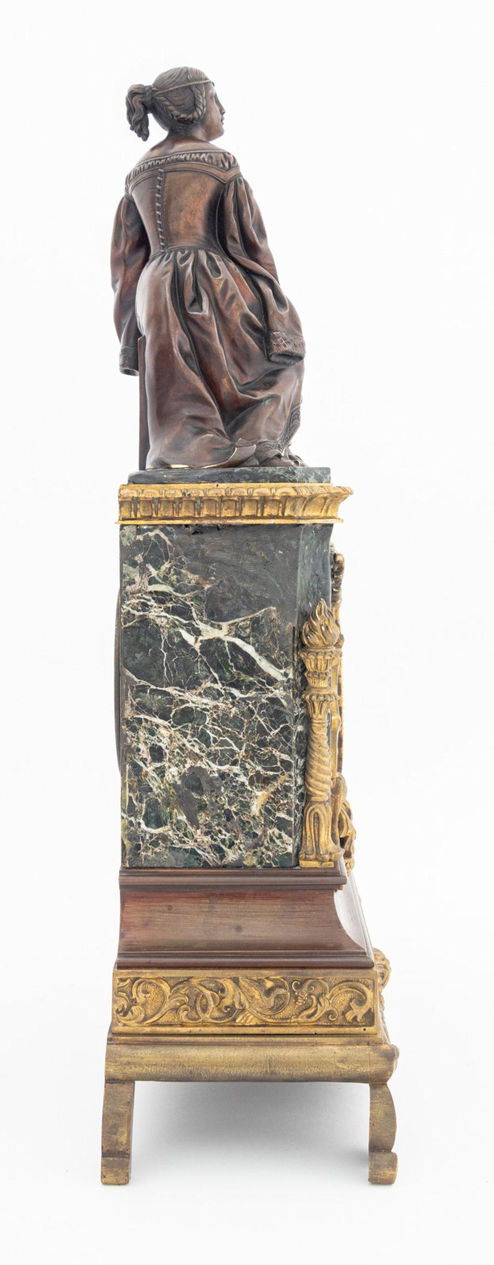Silver Charles X Patinated Bronze and Marble Clock For Sale