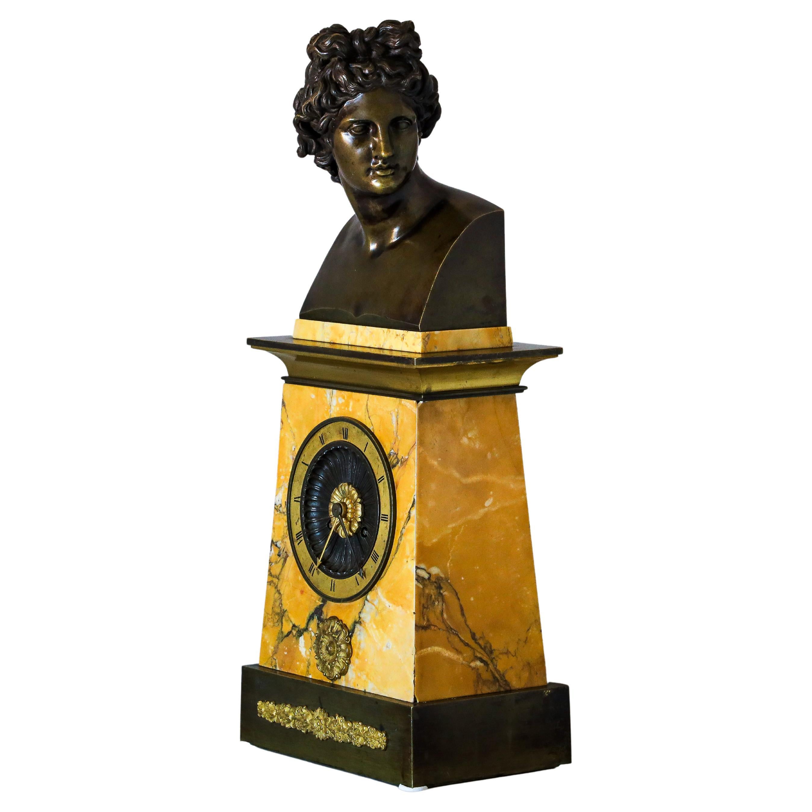 Charles X Pendule with Bust of Apollo Belvedere, France c. 1830