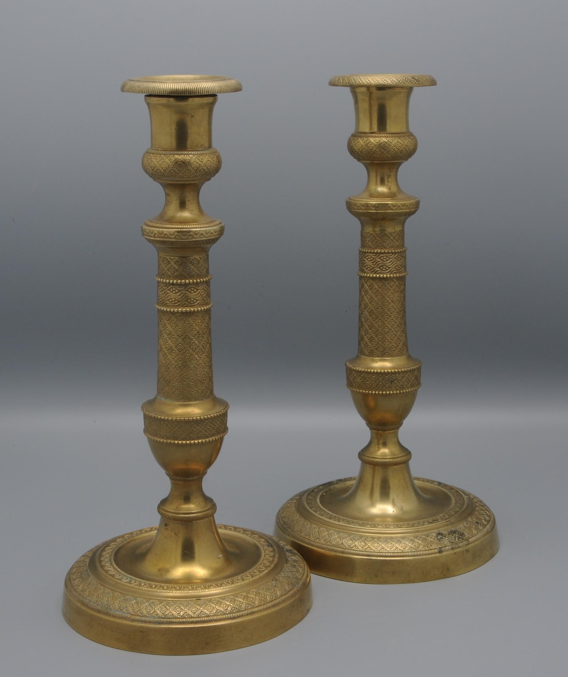 Tornito Candelieri francesi in ormolu d'epoca Charles X Antique French in vendita