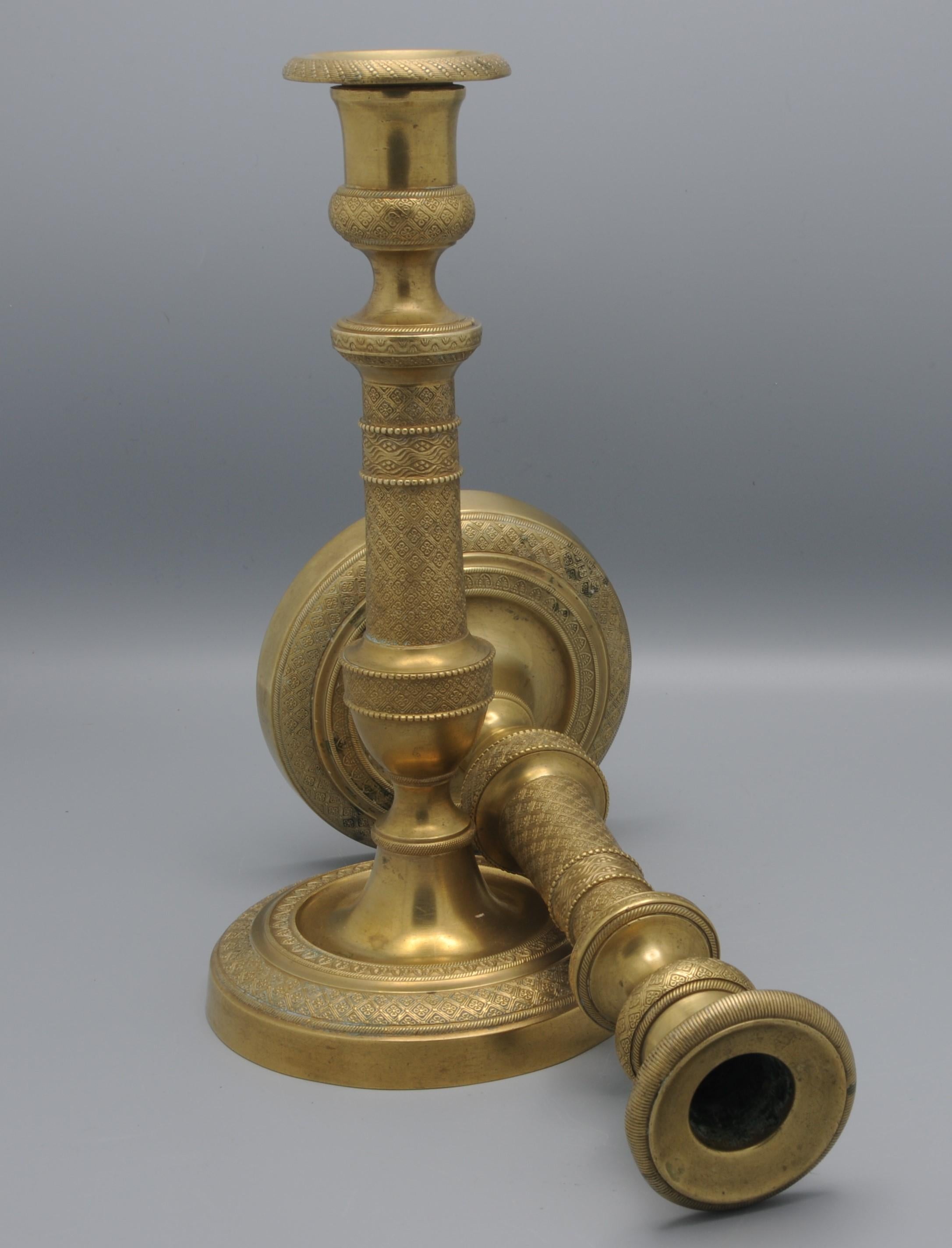 XIX secolo Candelieri francesi in ormolu d'epoca Charles X Antique French in vendita