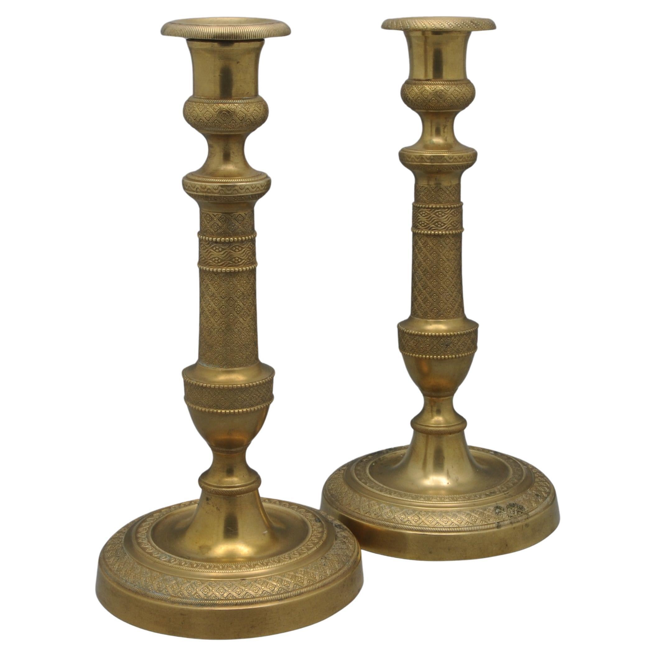 Candelieri francesi in ormolu d'epoca Charles X Antique French