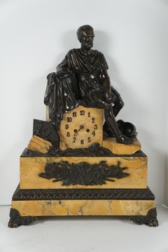 Charles X Period Bronze and Sienna Marble Clock