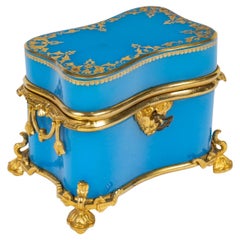 Charles X Period Gilt Brass and Opaline Box, 19th Century.