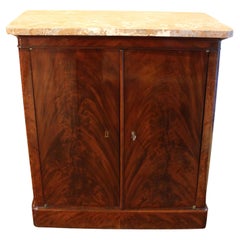 Charles X Period Marble Top Flame Mahogany Cabinet