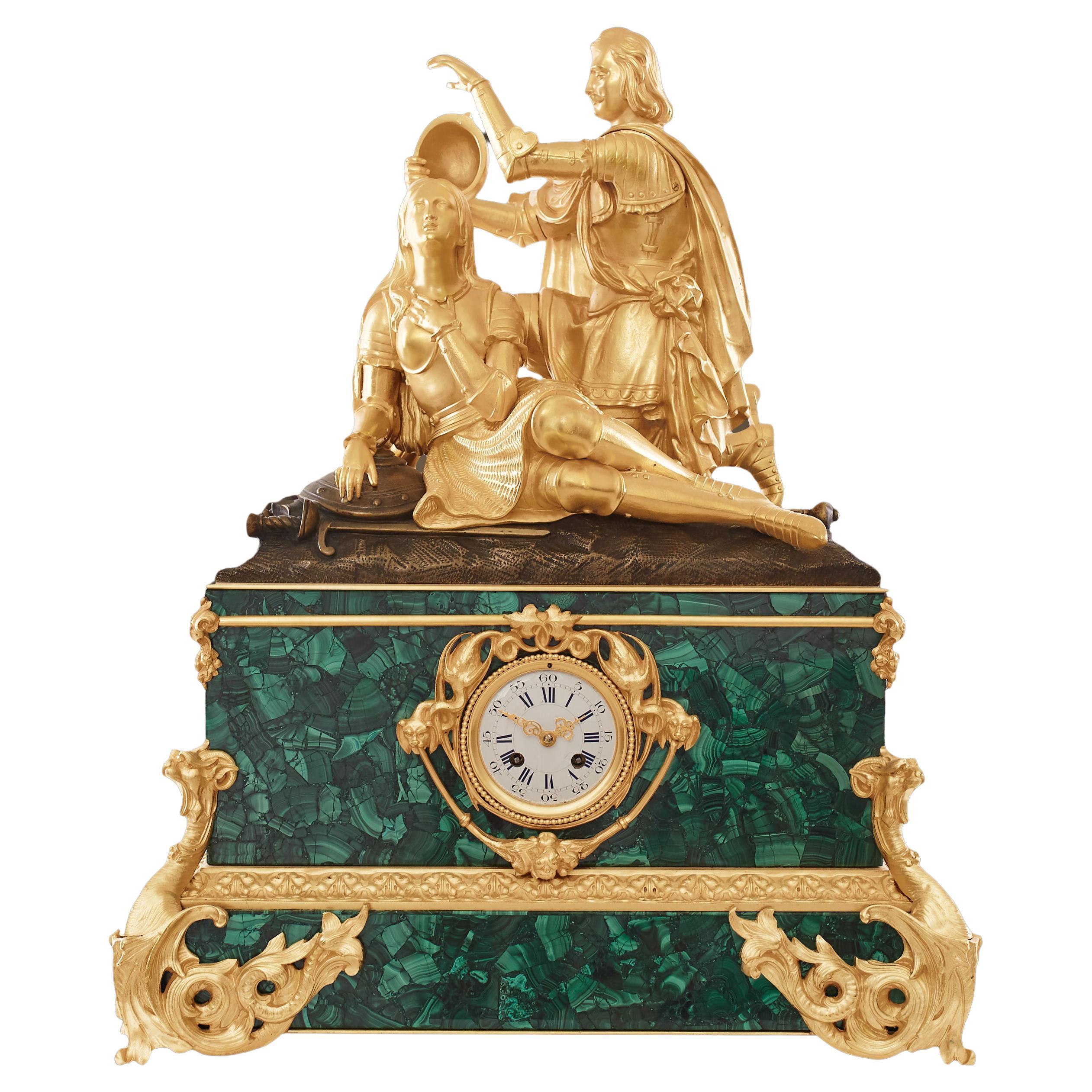 Charles X Period Ormolu and Malachite Mantel Clock