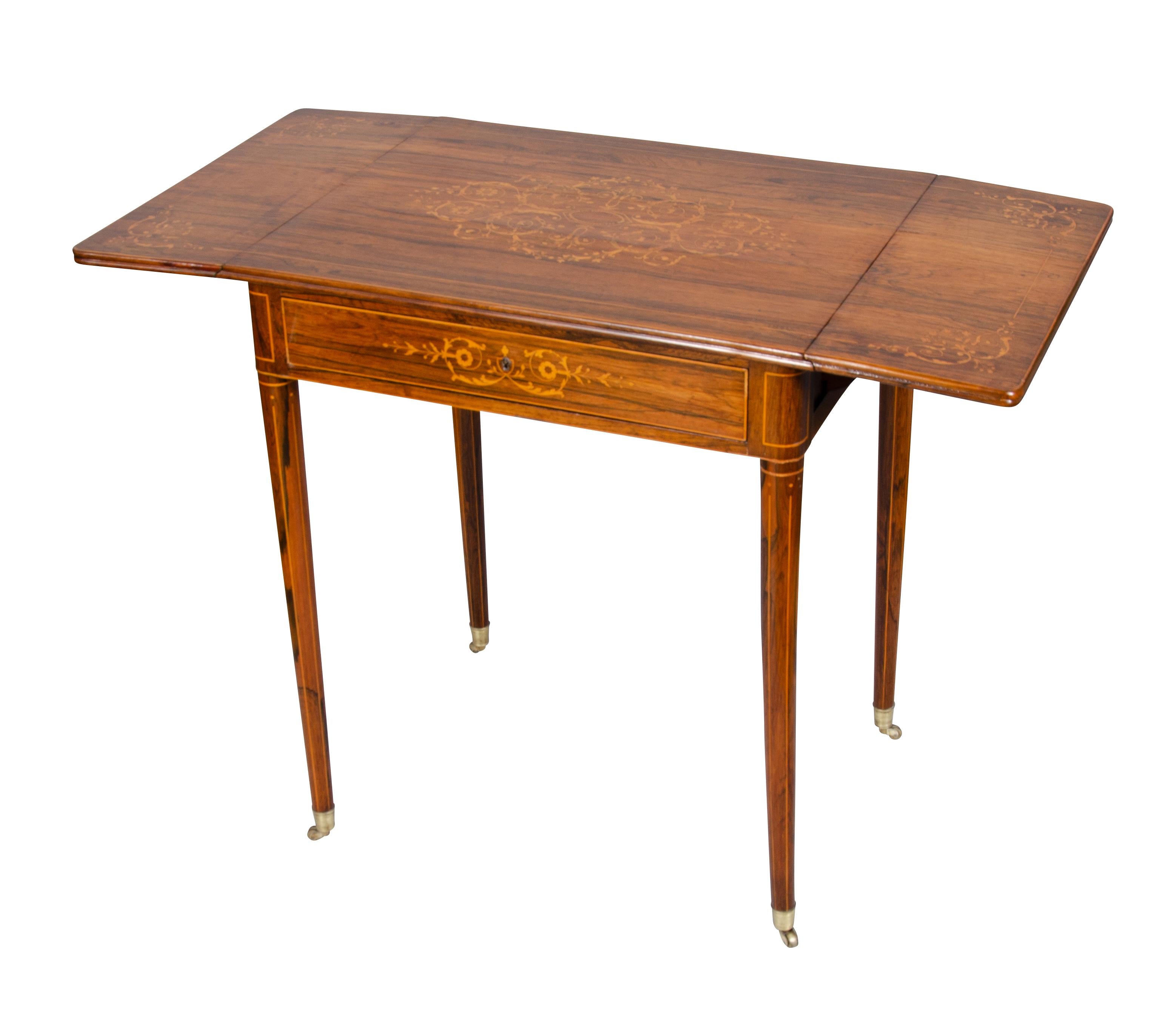 Early 19th Century Charles X Rosewood Drop Leaf Table For Sale