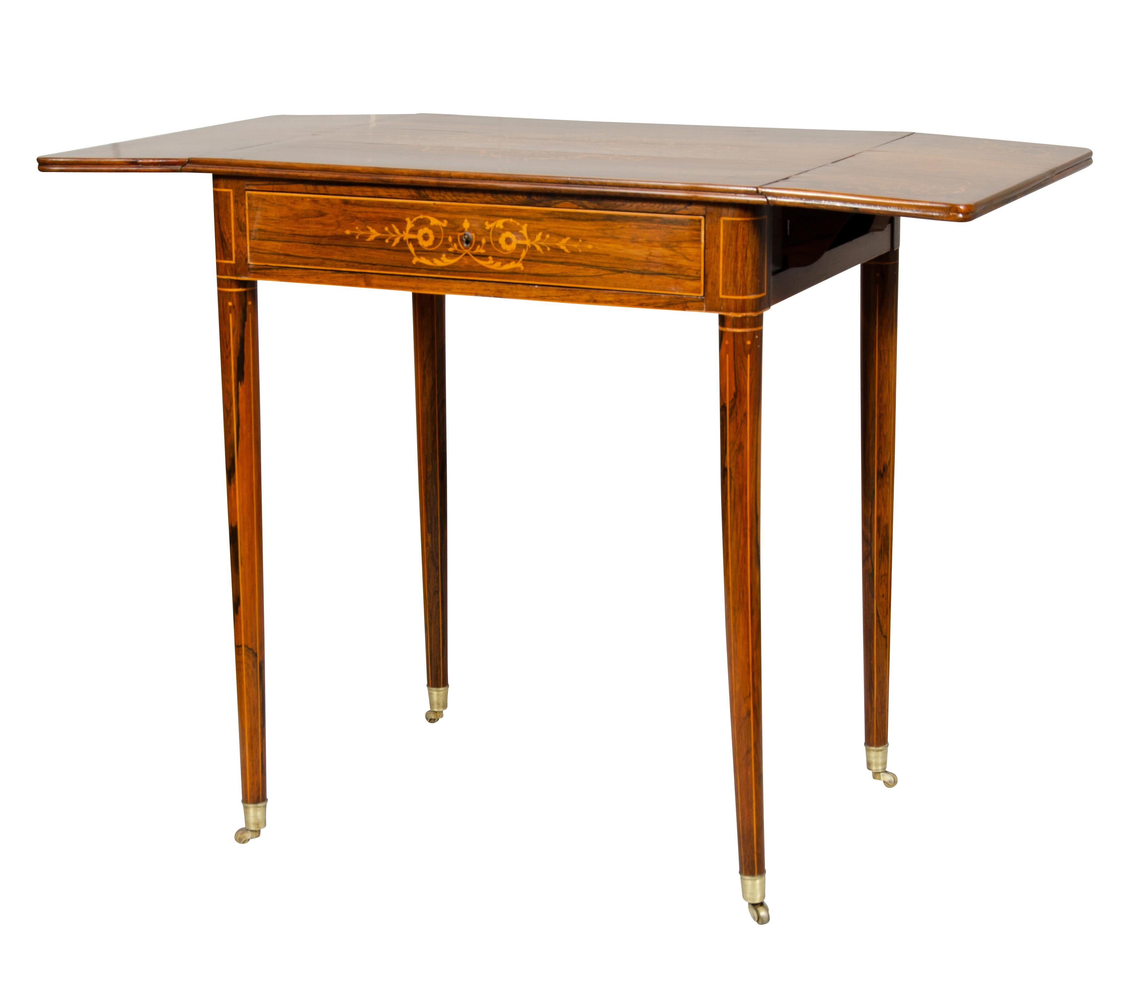 Charles X Rosewood Drop Leaf Table For Sale 1