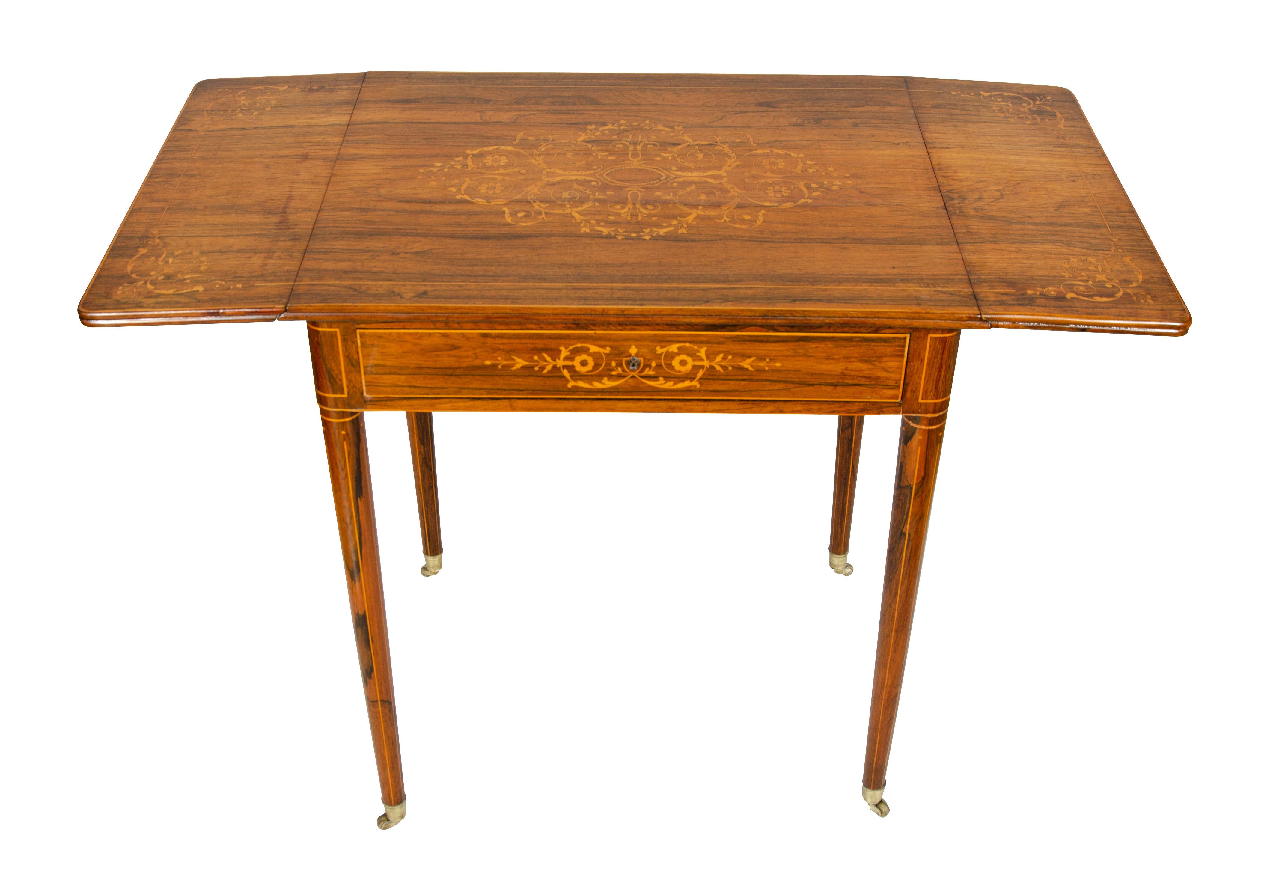Charles X Rosewood Drop Leaf Table For Sale 2