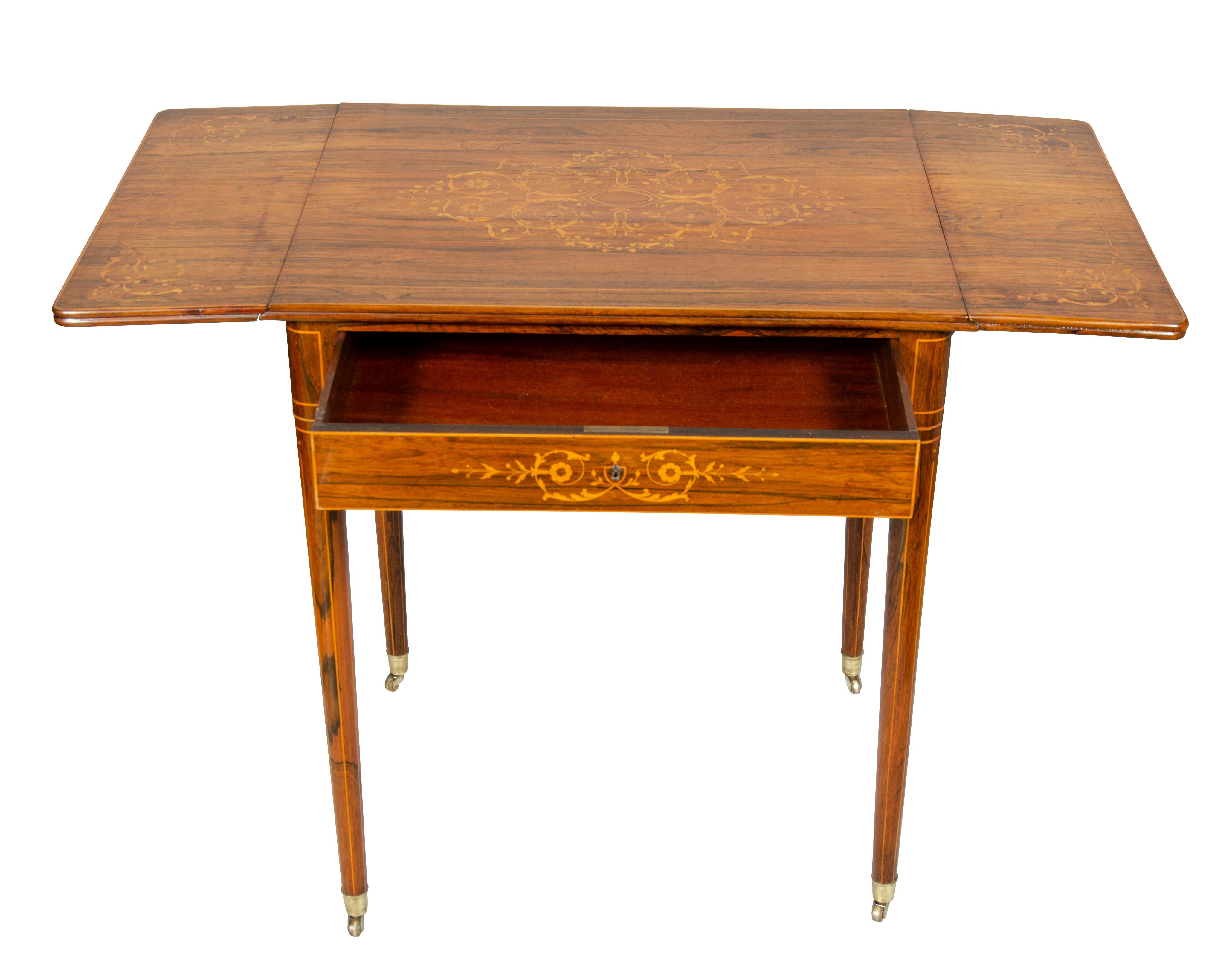 Charles X Rosewood Drop Leaf Table For Sale 3