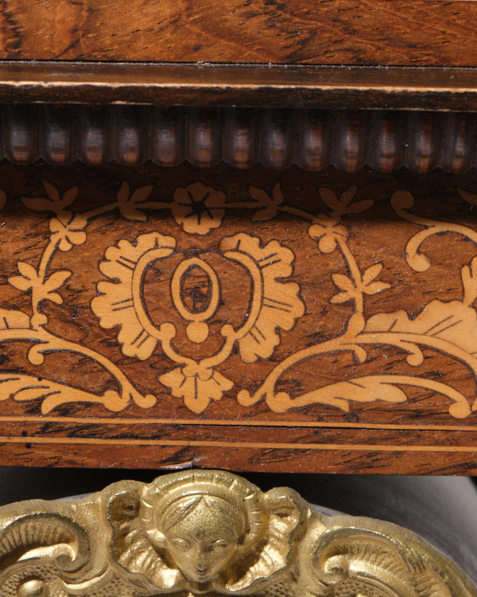 Charles X Rosewood Inlaid Portico Mantle Clock For Sale 6