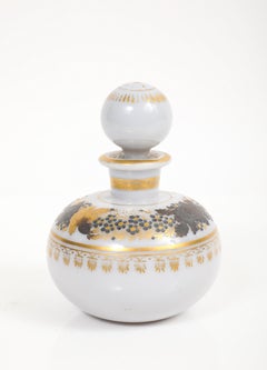Charles X Russian White Opaline Crystal Covered Bottle with Gold and Platinum