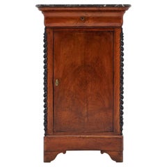 Table d'appoint Charles X, noyer massif et marbre, Antique French, 1825